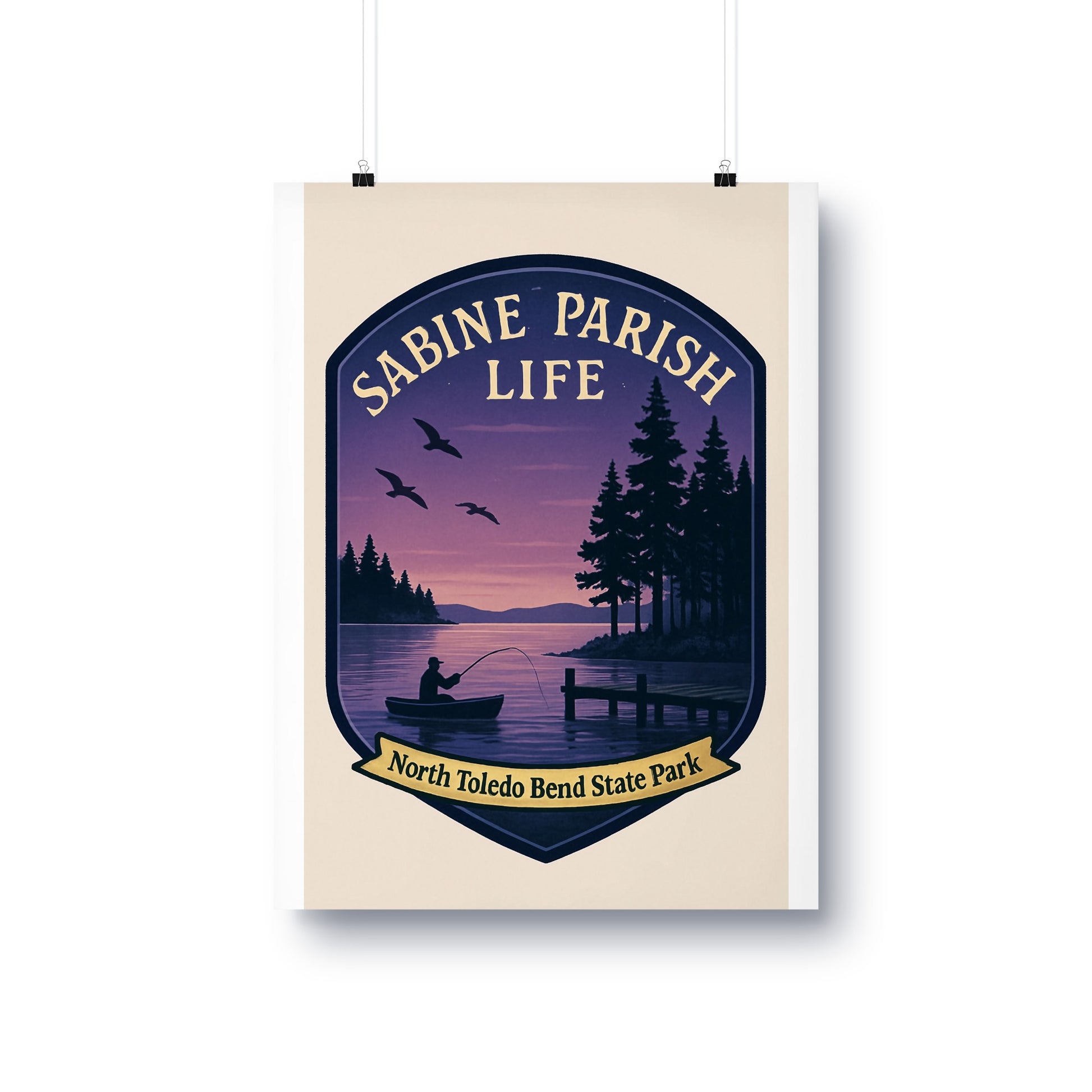 Sabine Parish Life North Toledo Bend State Park Vintage Poster, Rustic Cabin Decor, Lake House Wall Art, Fishing Theme Print