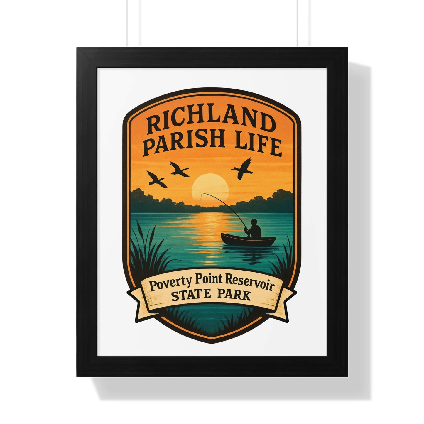 Richland Parish Life Poster, Poverty Point Reservoir State Park, Sunset Lake Fishing Wall Art, Nature Decor, Gift Idea