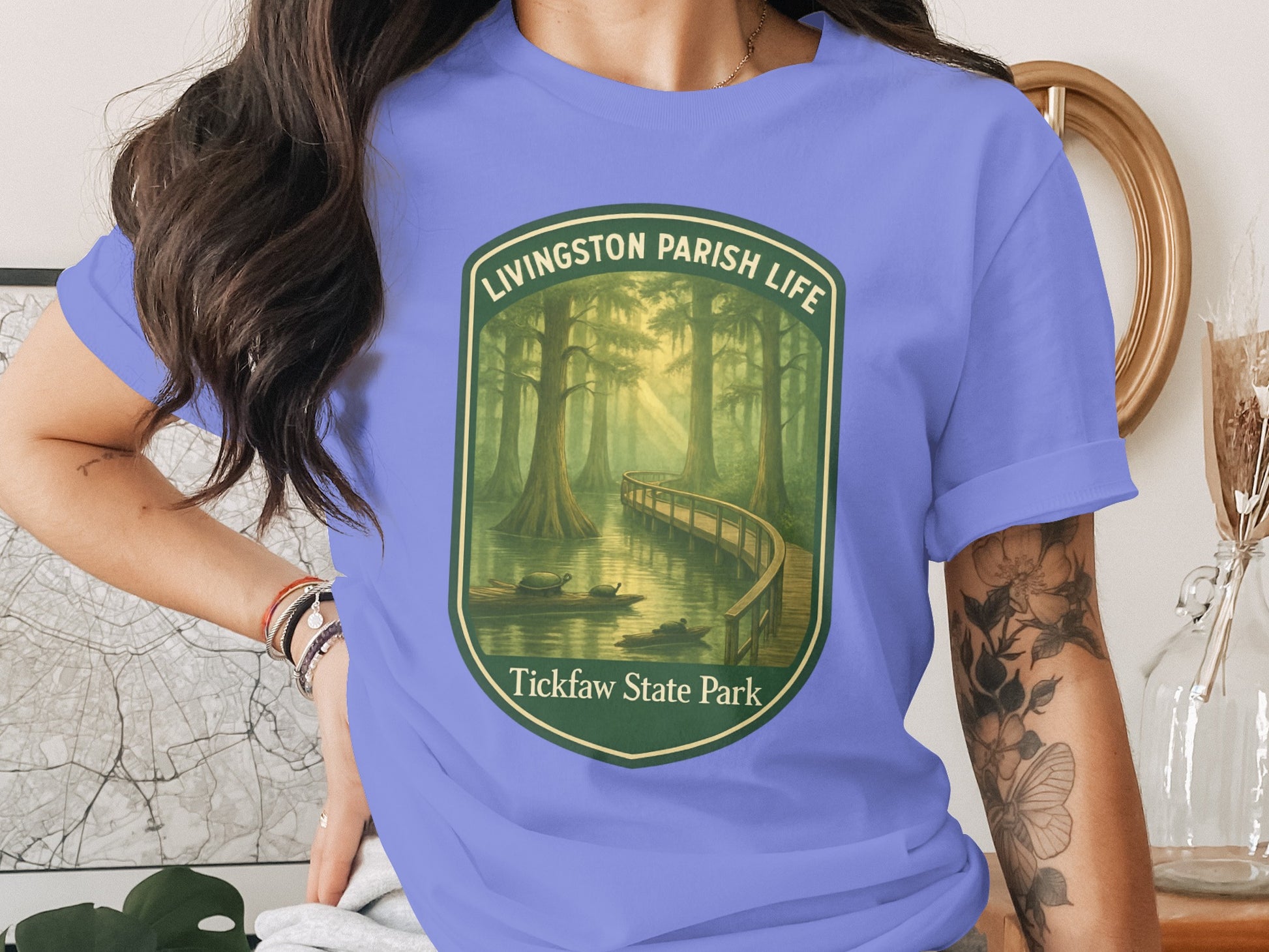 Livingston Parish Life Tickfaw State Park Graphic T-Shirt, Nature Scene, Swamps and Trees, Casual Style, Unisex Fit