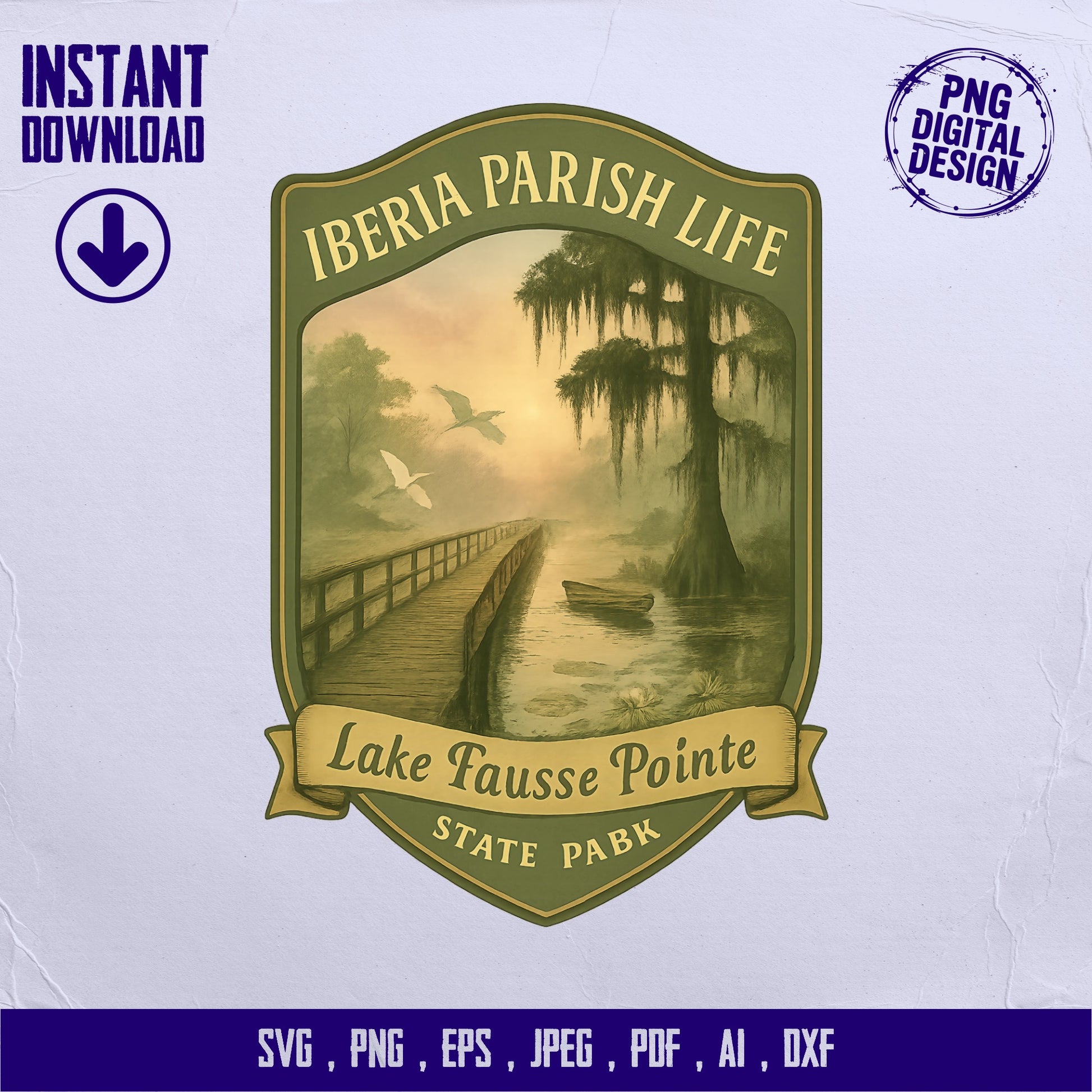 Lake Fausse Pointe Iberia Parish Life Digital Download svg, png, eps, jpeg, ai, dxf Files