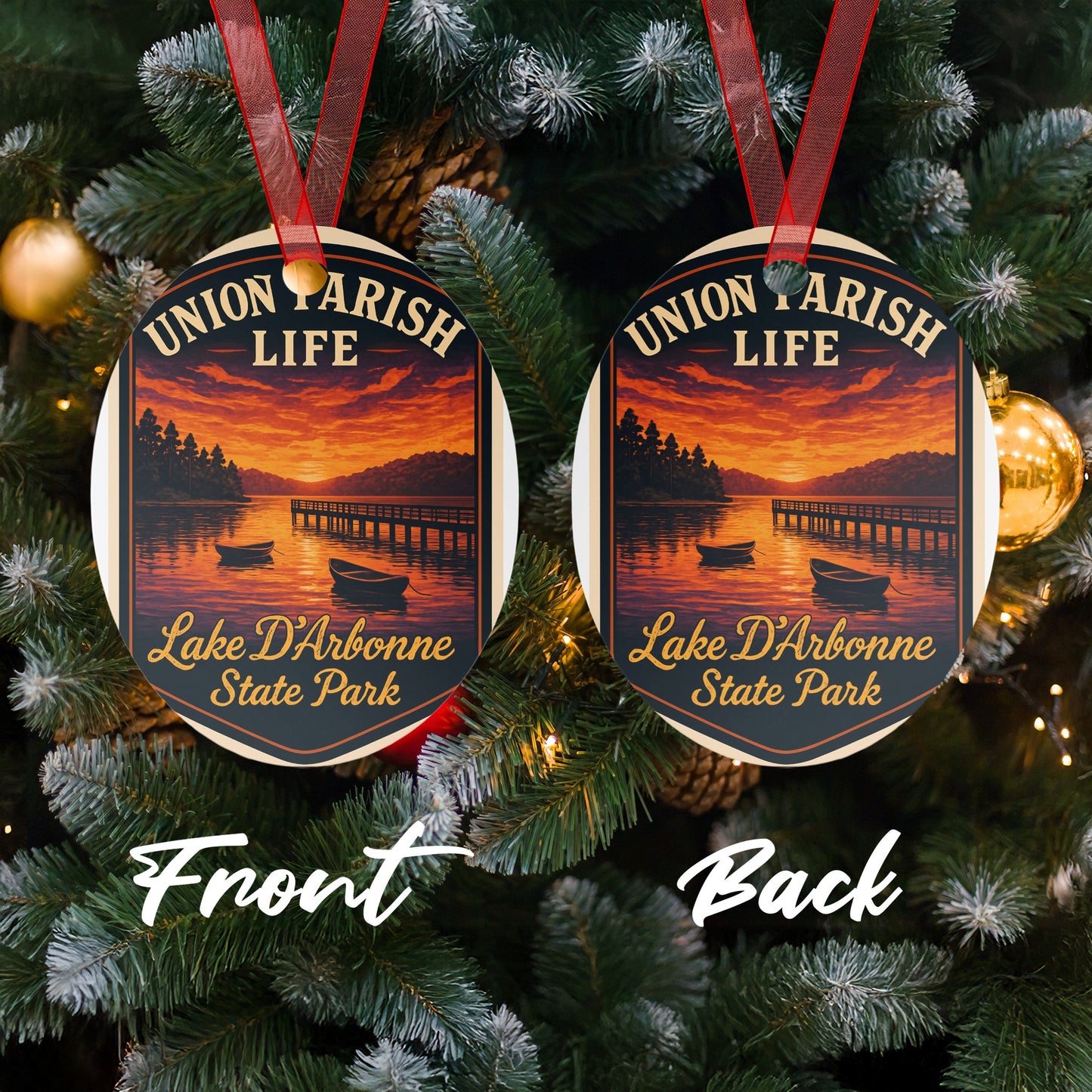 Union Parish Life Christmas Ornament, Lake D'Arbonne State Park Sunset Scenery, Holiday Decor Gift