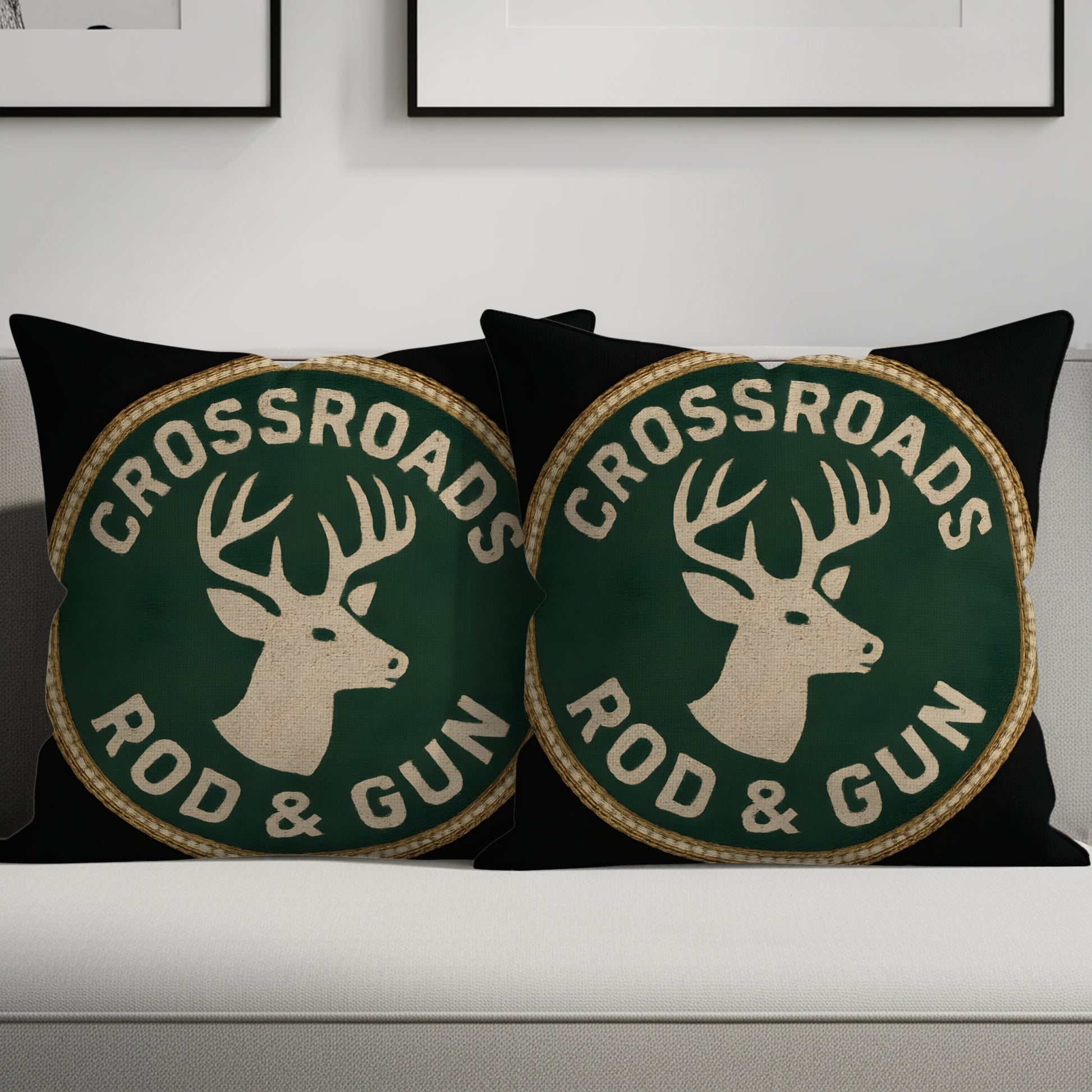 Crossroads Rod and Gun Deer Emblem Throw Pillow product type