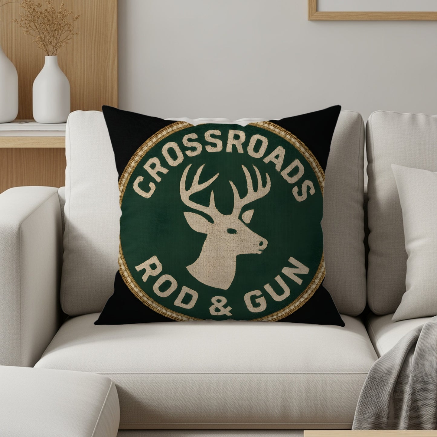 Crossroads Rod and Gun Deer Print Throw Pillow product type