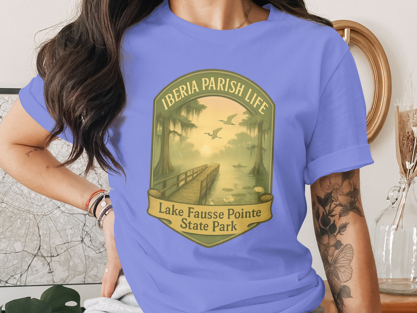 Iberia Parish Life T-Shirt, Lake Fausse Pointe State Park Graphic Tee, Nature Inspired Casual Wear, Unique Louisiana Apparel