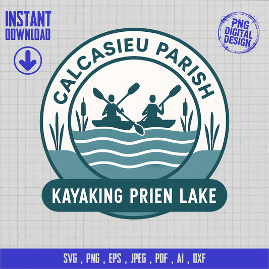 Calcasieu Parish Kayaking Prien Lake svg, png, eps, jpeg Digital Download for Crafting and Shirts