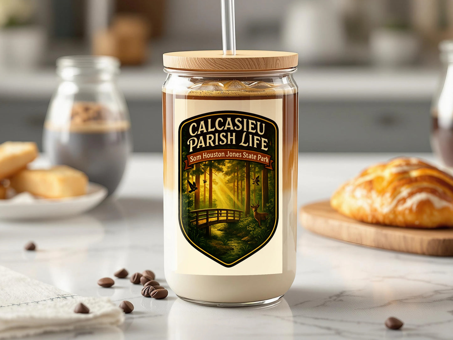 Calcasieu Parish Life Candle, San Houston State Park Scenery, Decorative Soy Wax Candle with Wooden Wick