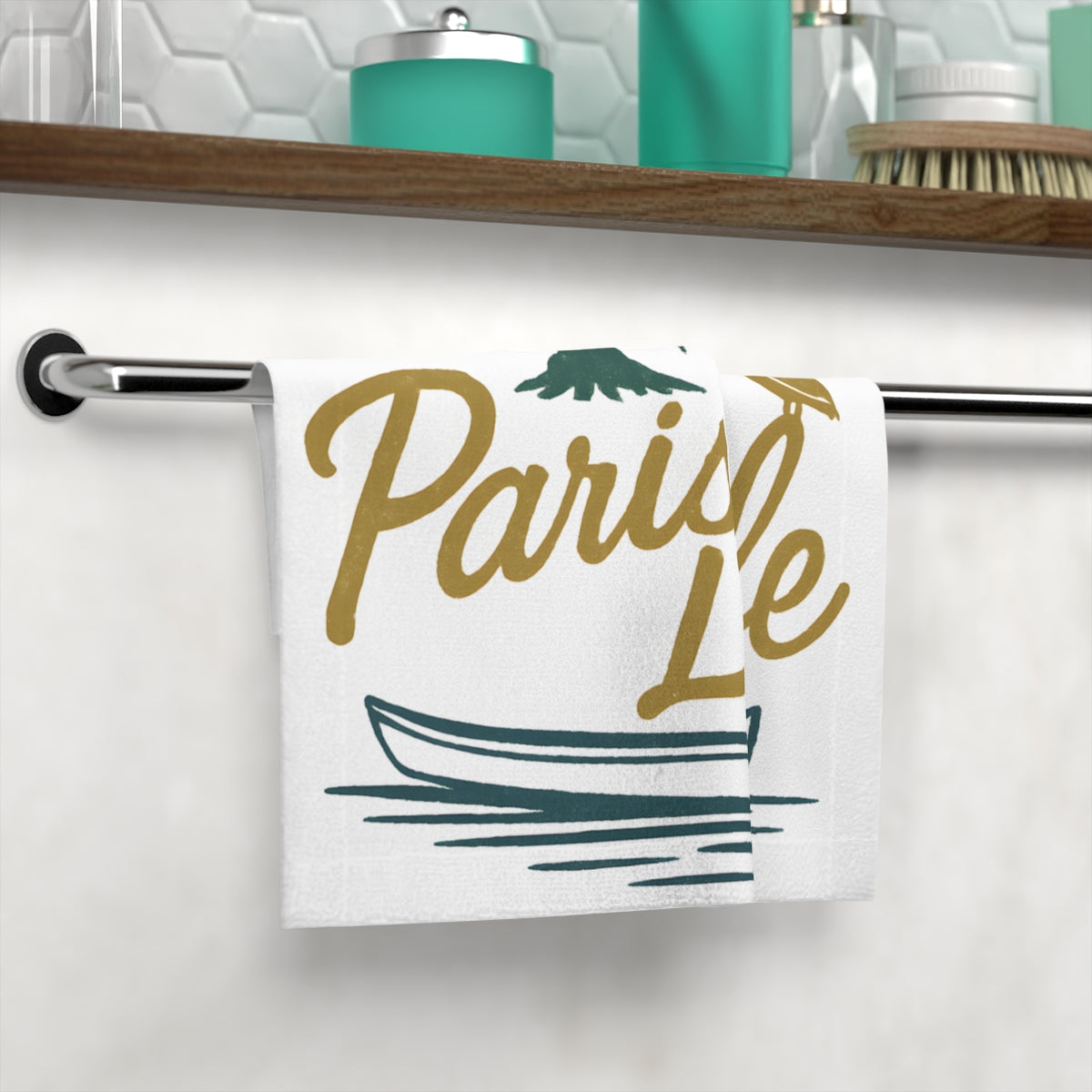 Paris Le Printed Design White Bathroom Towel product