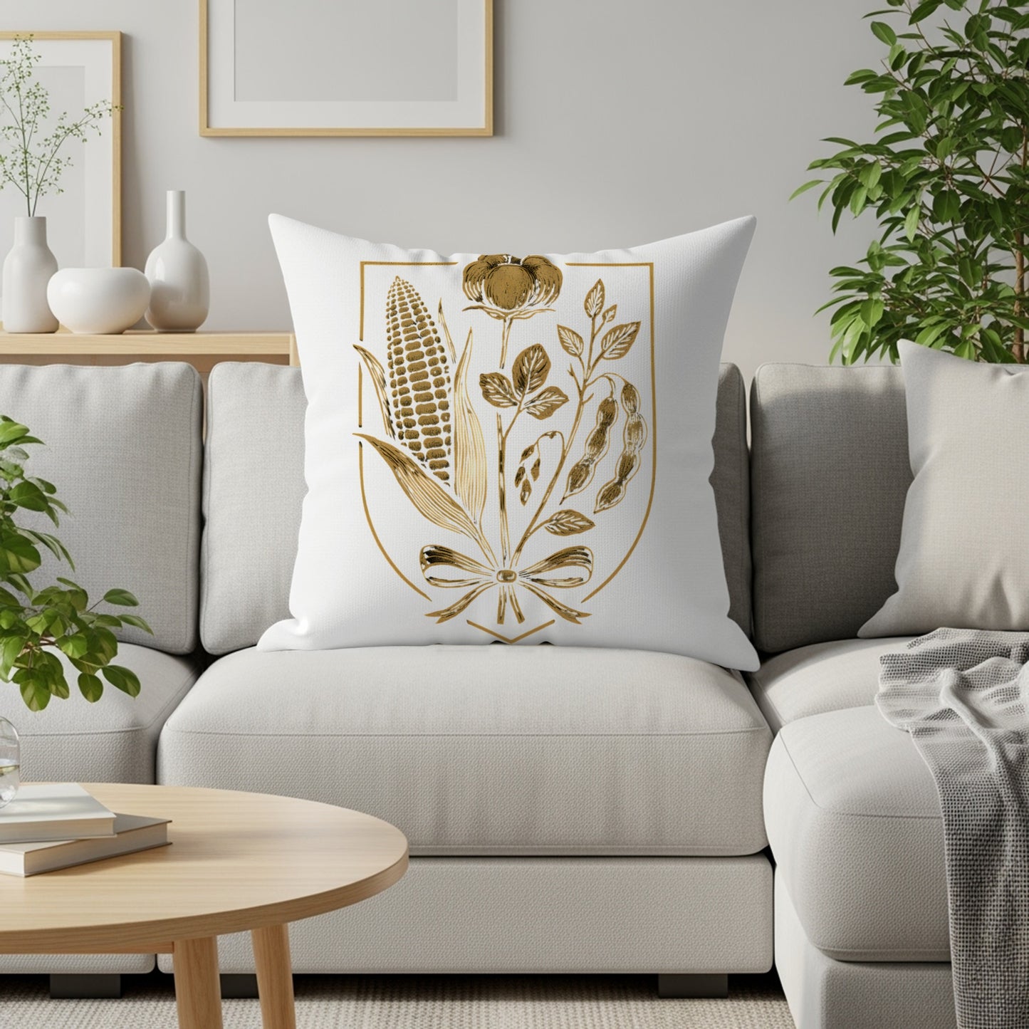 Botanical Gold Accent Design Throw Pillow product