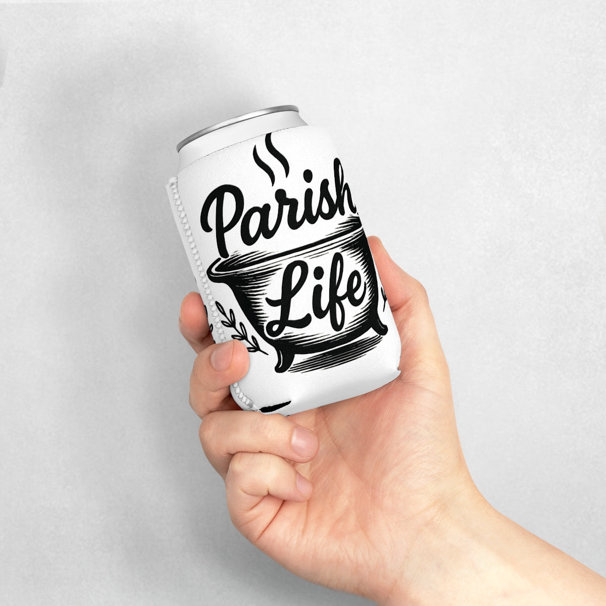Parish Life Text Design White Can Sleeve product