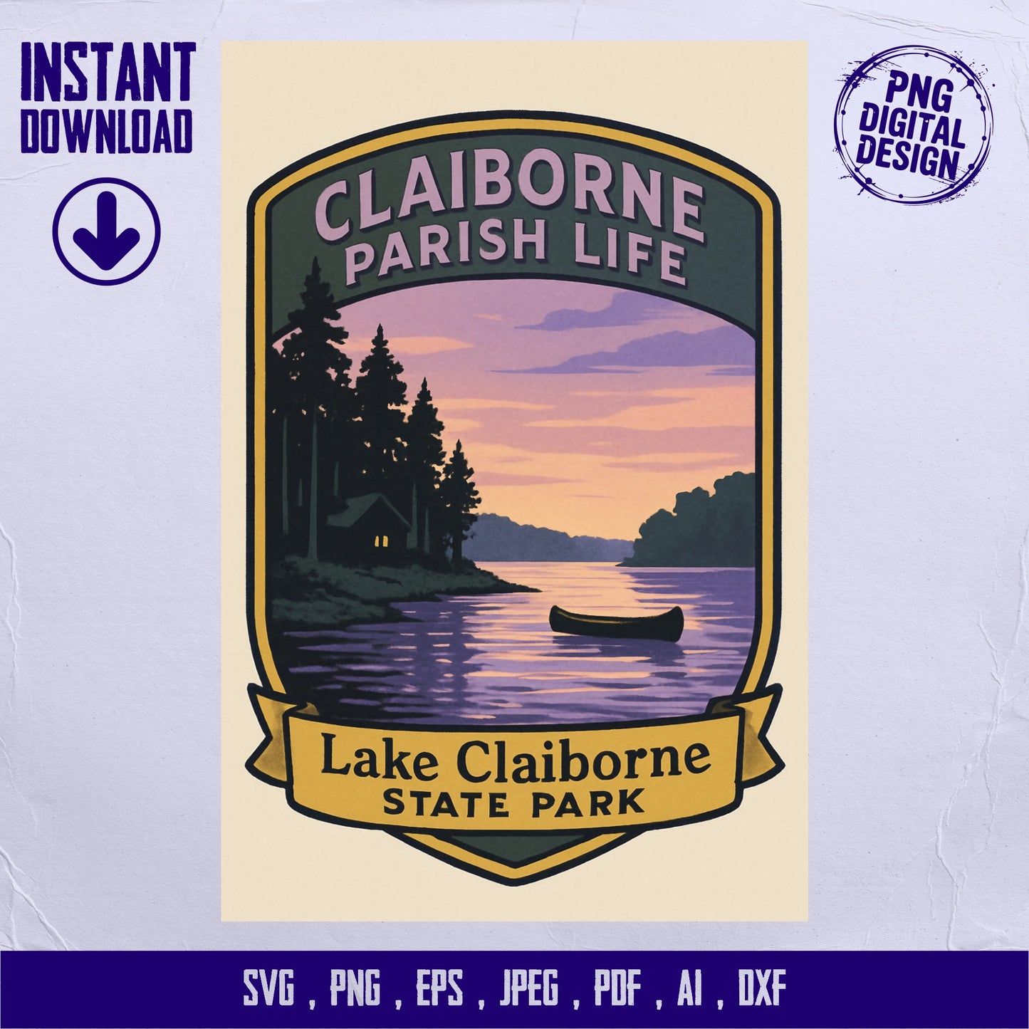 Claiborne Parish Lake State Park Digital Download svg, jpeg, eps, ai, pdf Artwork