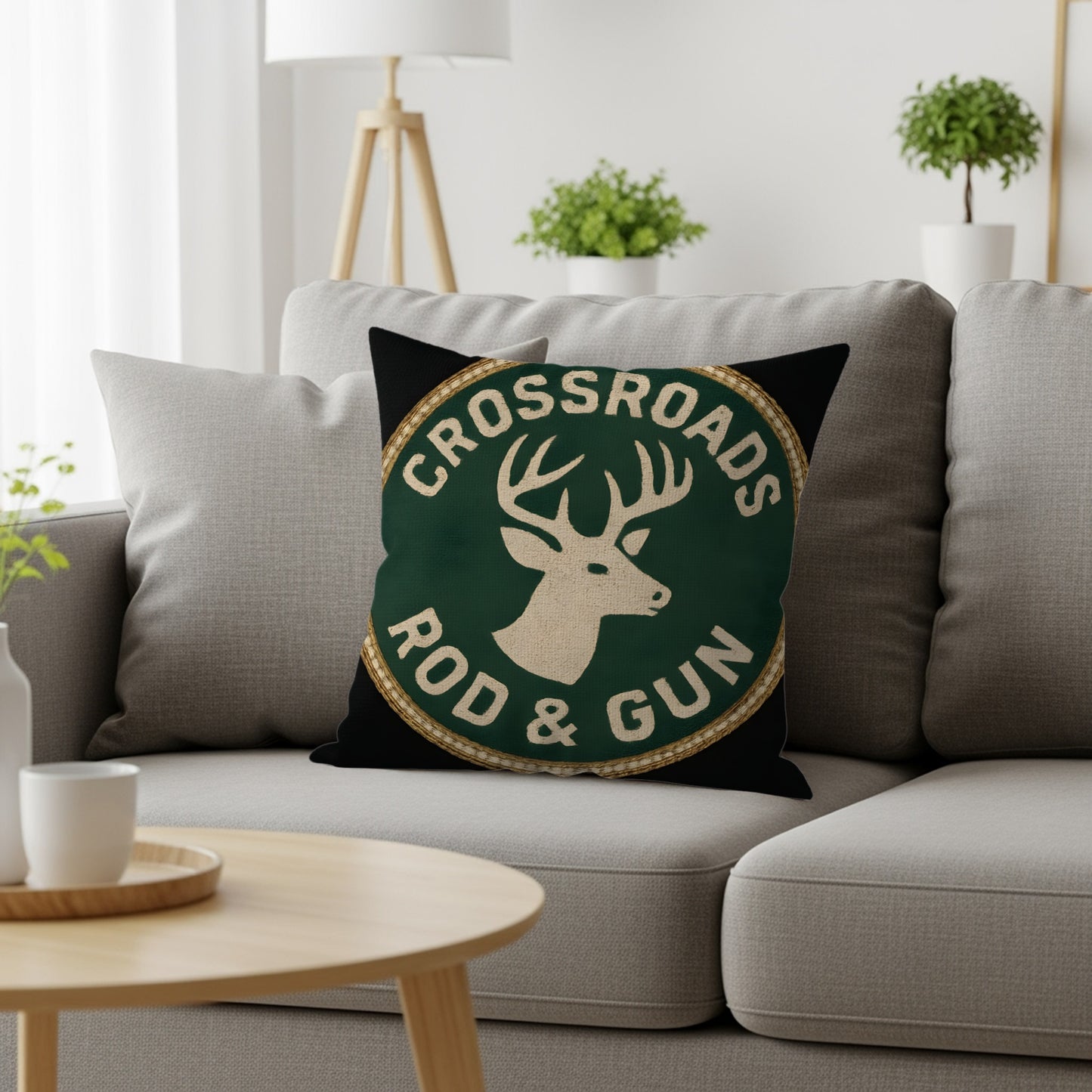 Crossroads Rod and Gun Deer Head Emblem Throw Pillow product type