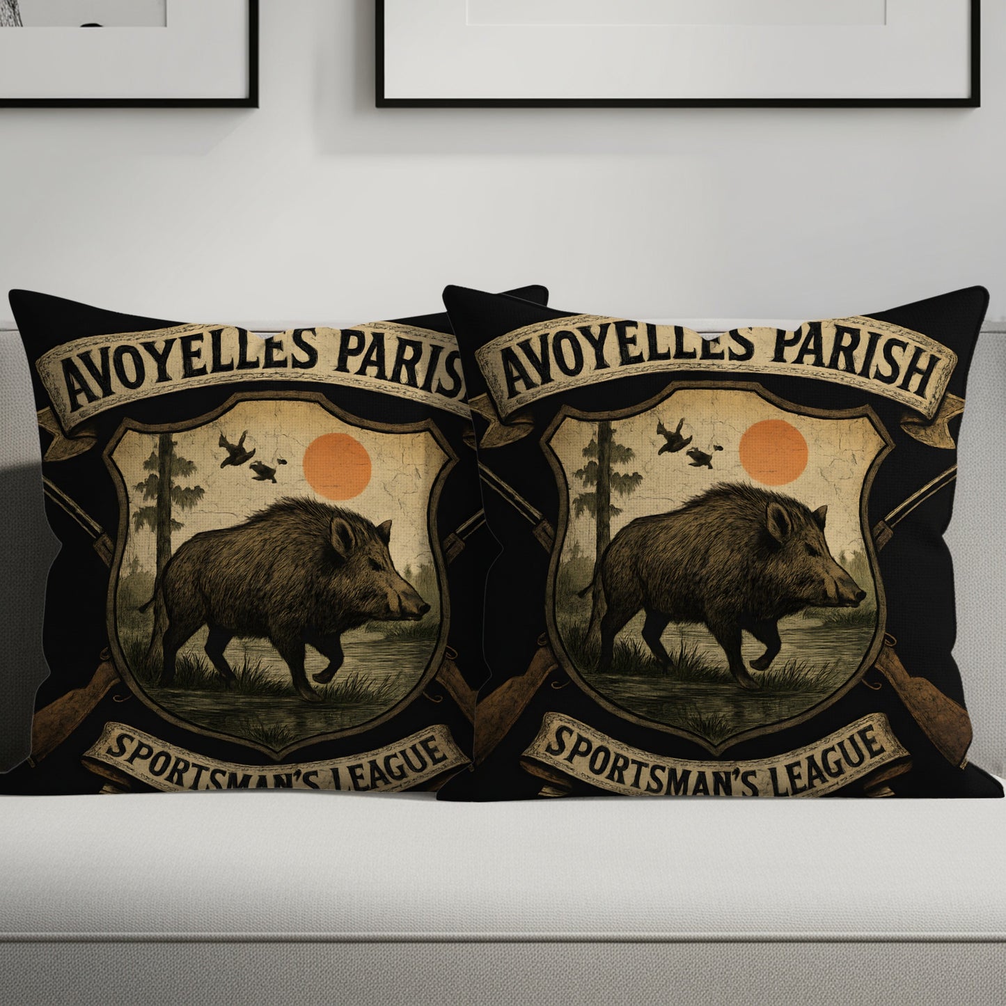Avoyelles Parish Pillow with Boar and Sunset Design product