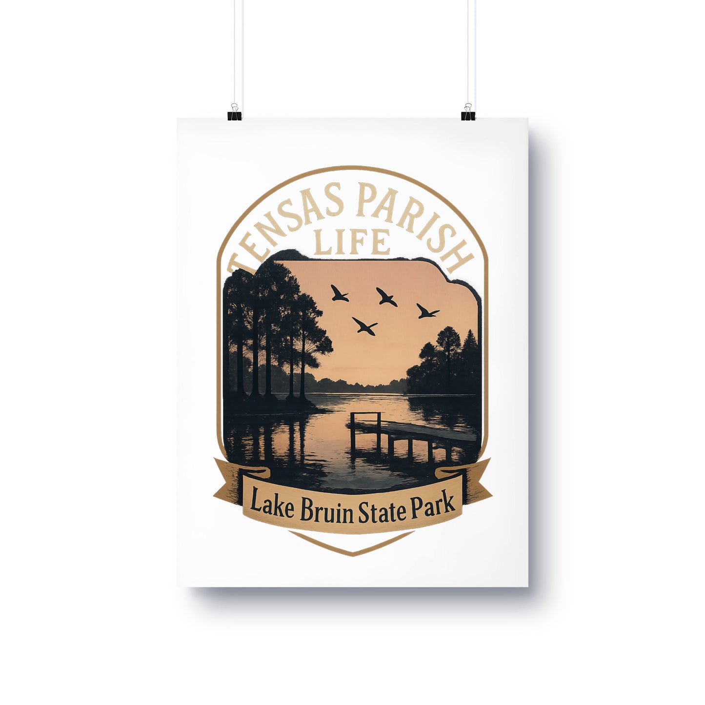 Tensas Parish Life Lake Bruin State Park Poster, Vintage Travel Print, Wall Art Decor, Sunset Lake View, Nature Landscape, Home Decoration