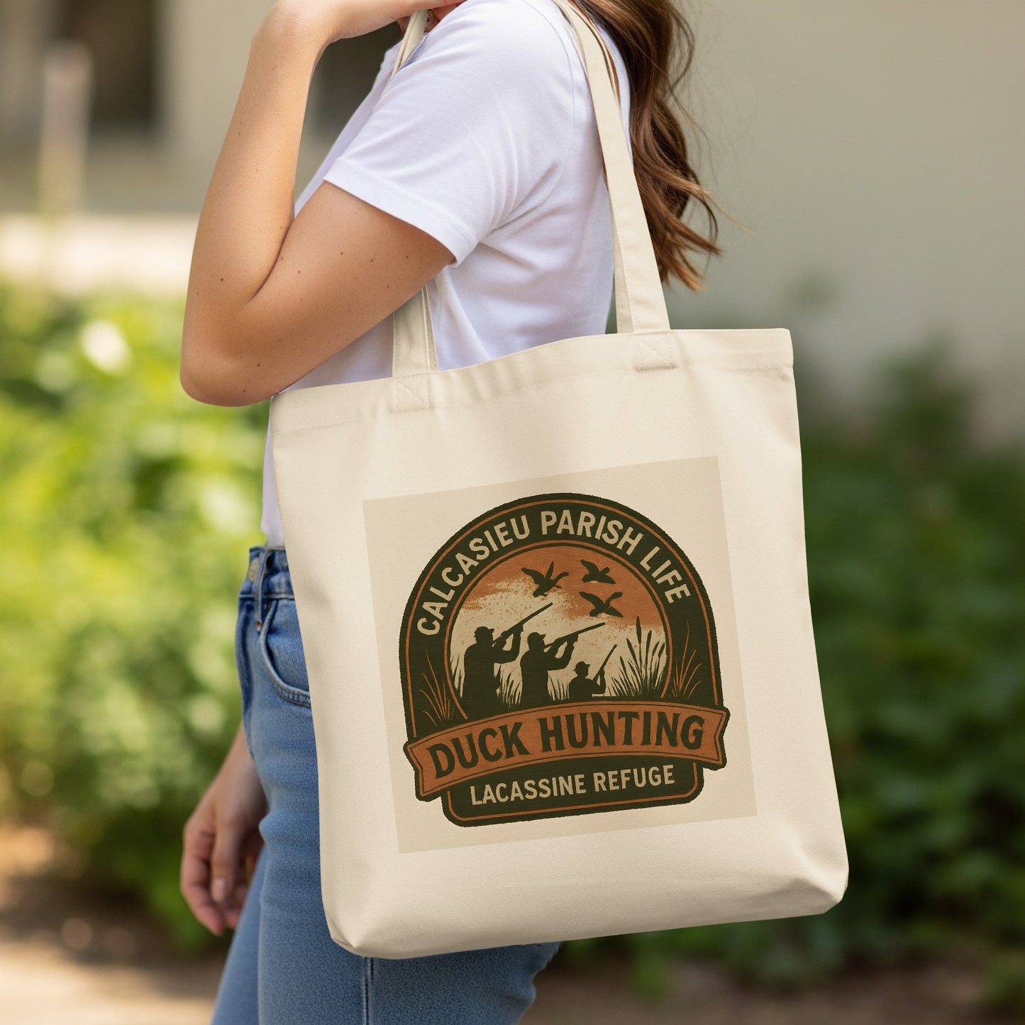 Duck Hunting Canvas Tote Bag, Calcasieu Parish Life, Lacassine Refuge Print, Durable Cotton Shopper, Eco-friendly Gift