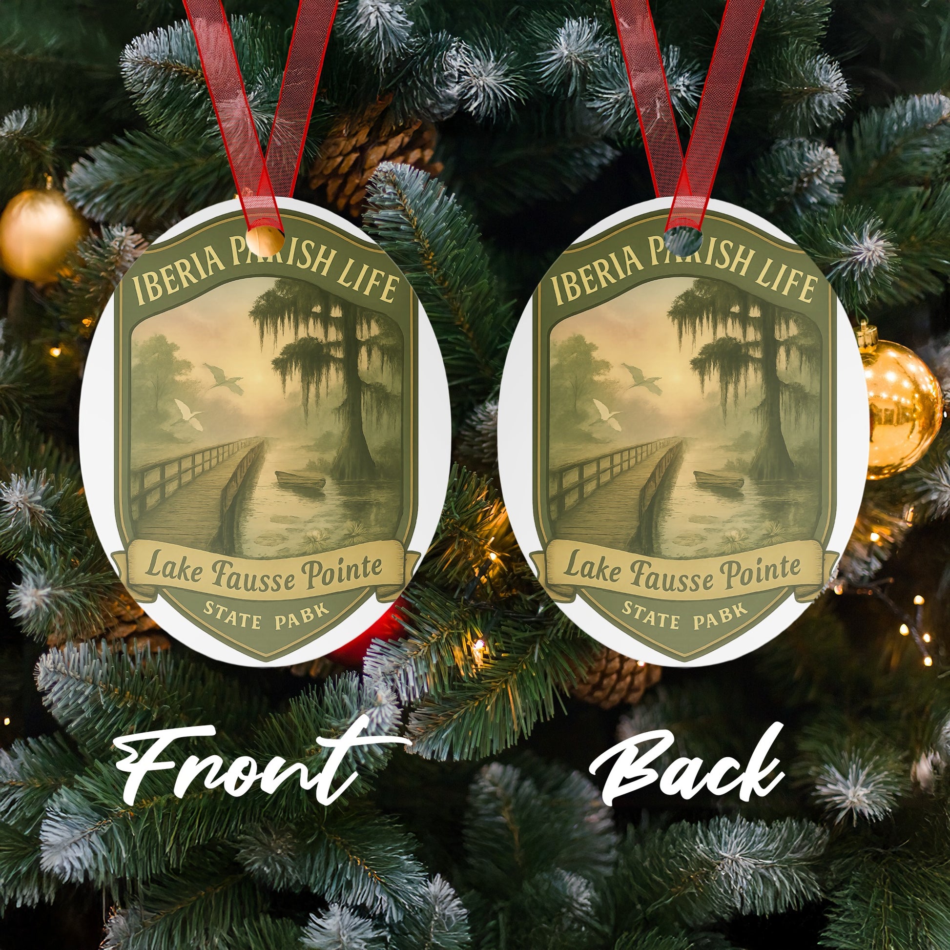 Lake Fausse Pointe State Park Ornament, Louisiana Swamp Scenic Holiday Decor, Unique Christmas Tree Decoration, Nature Lover Gift Idea