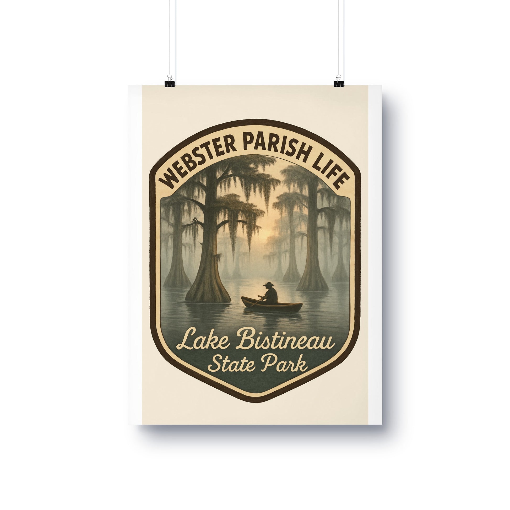 Webster Parish Vintage Poster, Lake Bistineau State Park, Louisiana Swamp Art, Hanging Wall Decor, Rustic Cabin Style, Nature Inspired