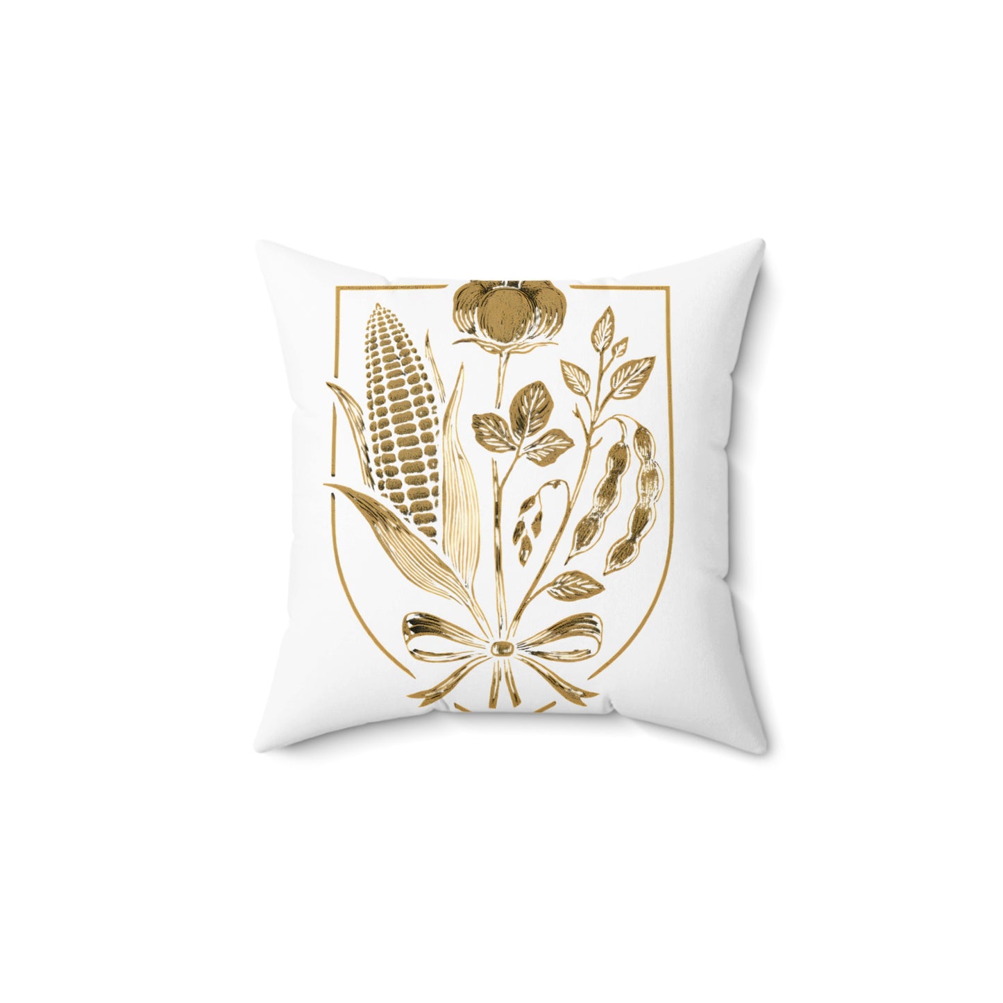 Ornate Botanical Gold Print White Throw Pillow product