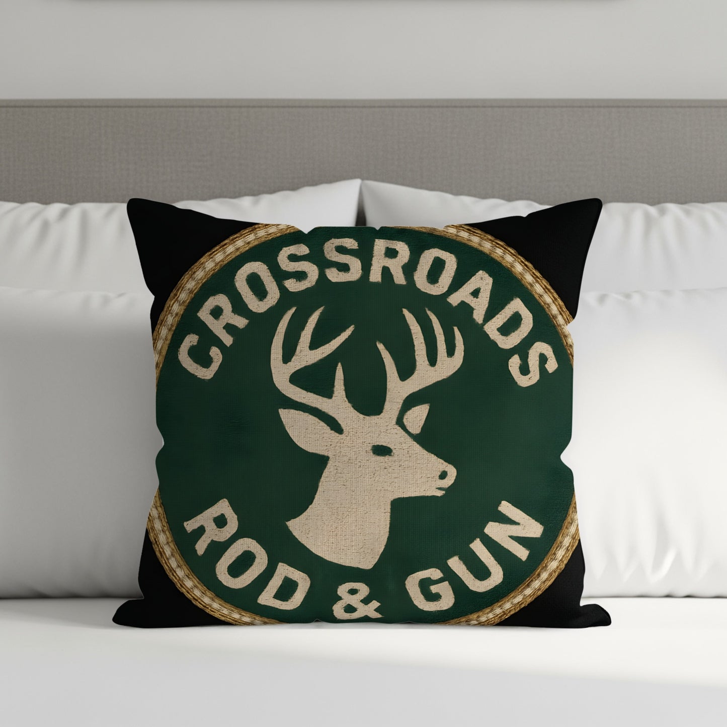 Crossroads Rod & Gun Deer Badge Throw Pillow product type