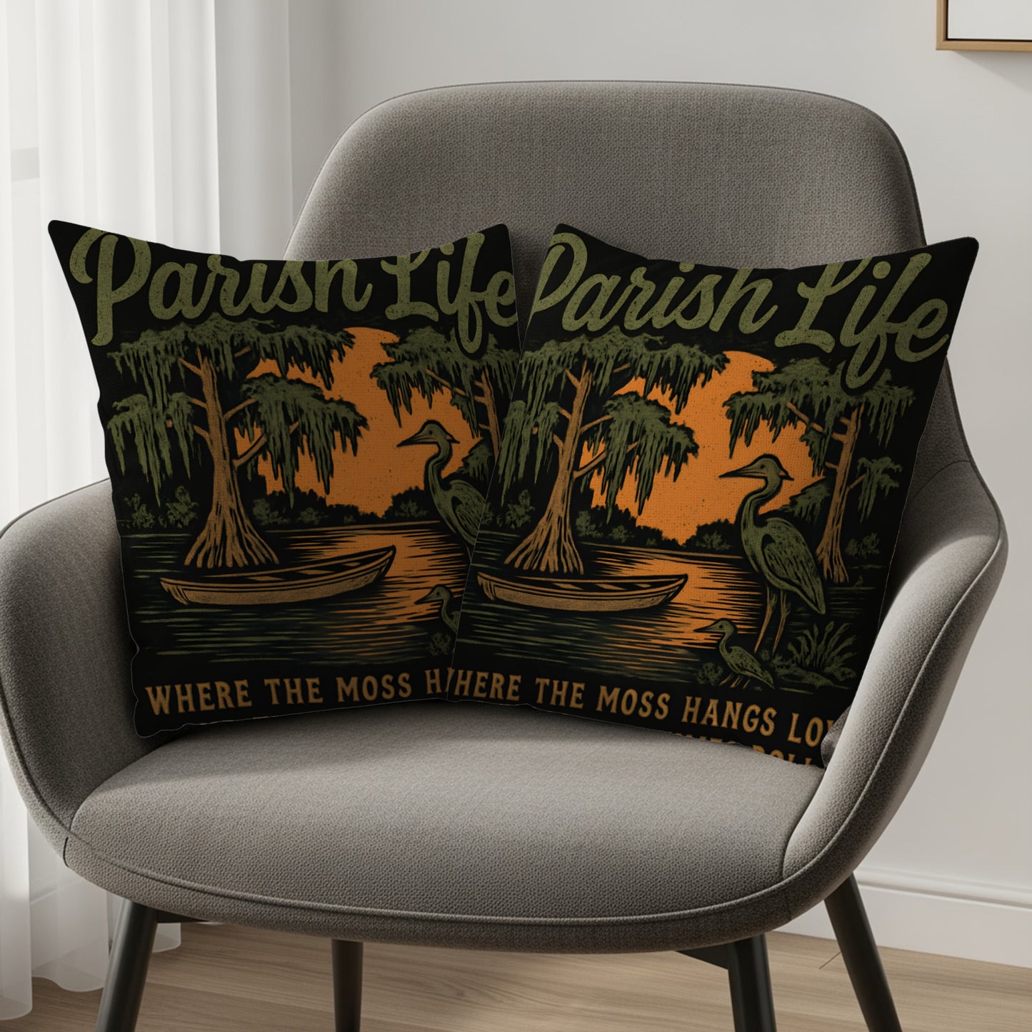 'Parish Life Where the Moss Hangs Long Pillow product'