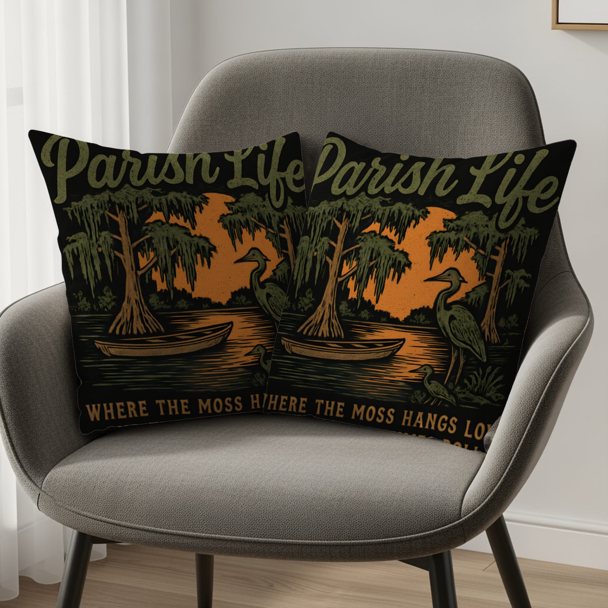 'Parish Life Where the Moss Hangs Long Pillow product'