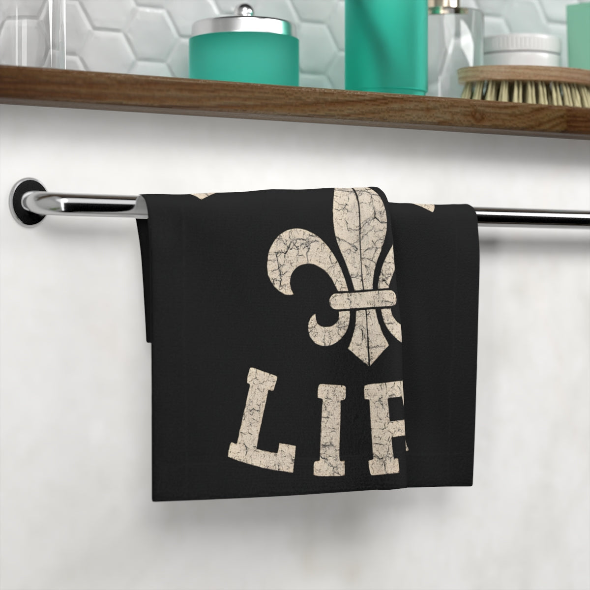 Life Fleur De Lis Printed Black and White Towel product