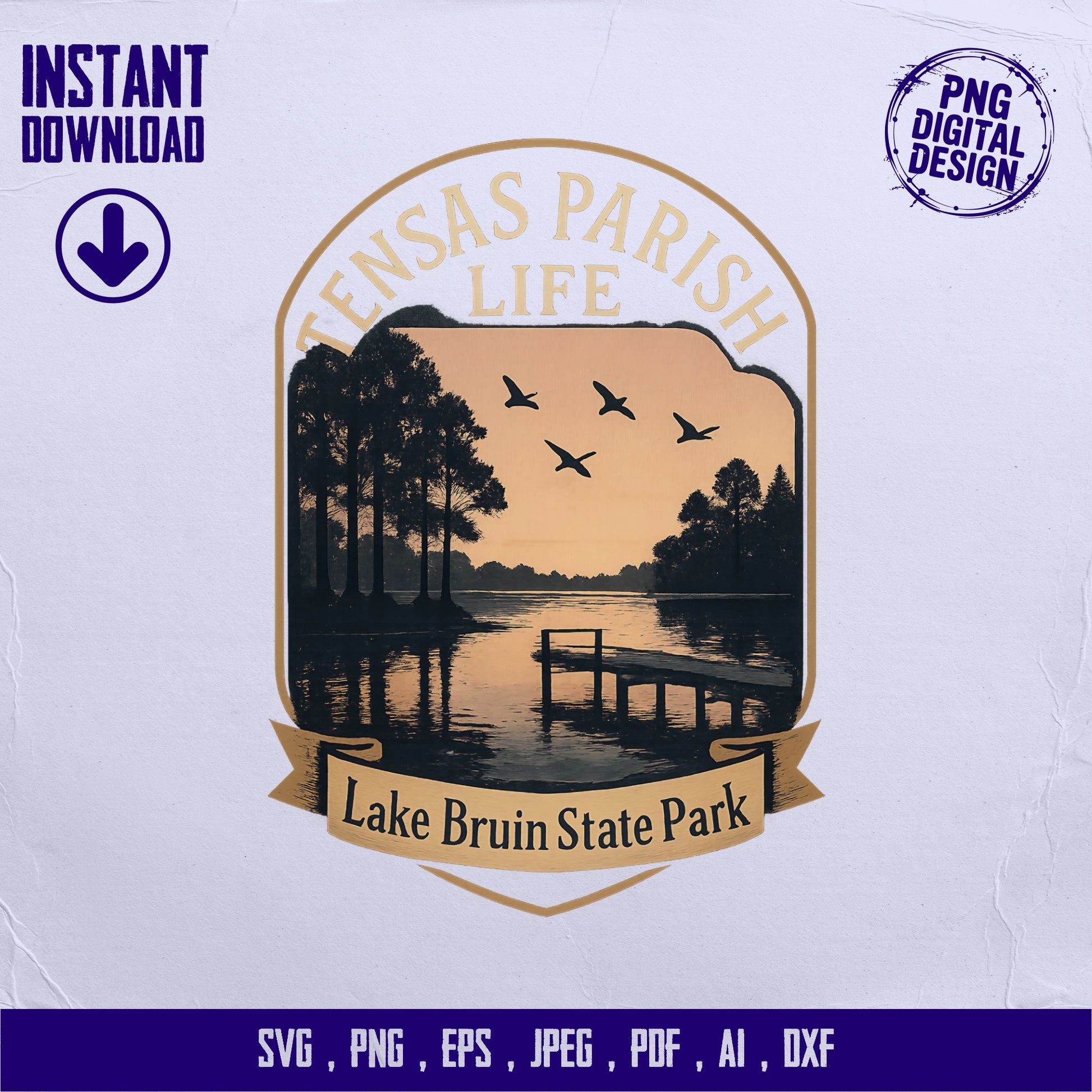 Lake Bruin State Park svg, Scenic Sunset Digital Download, FenSas Parish Life Design, Instant png, eps, jpeg, pdf, ai, dxf Files