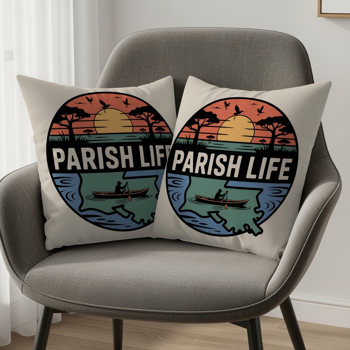 Parish Life Pillow with Solitary Boat Design product type