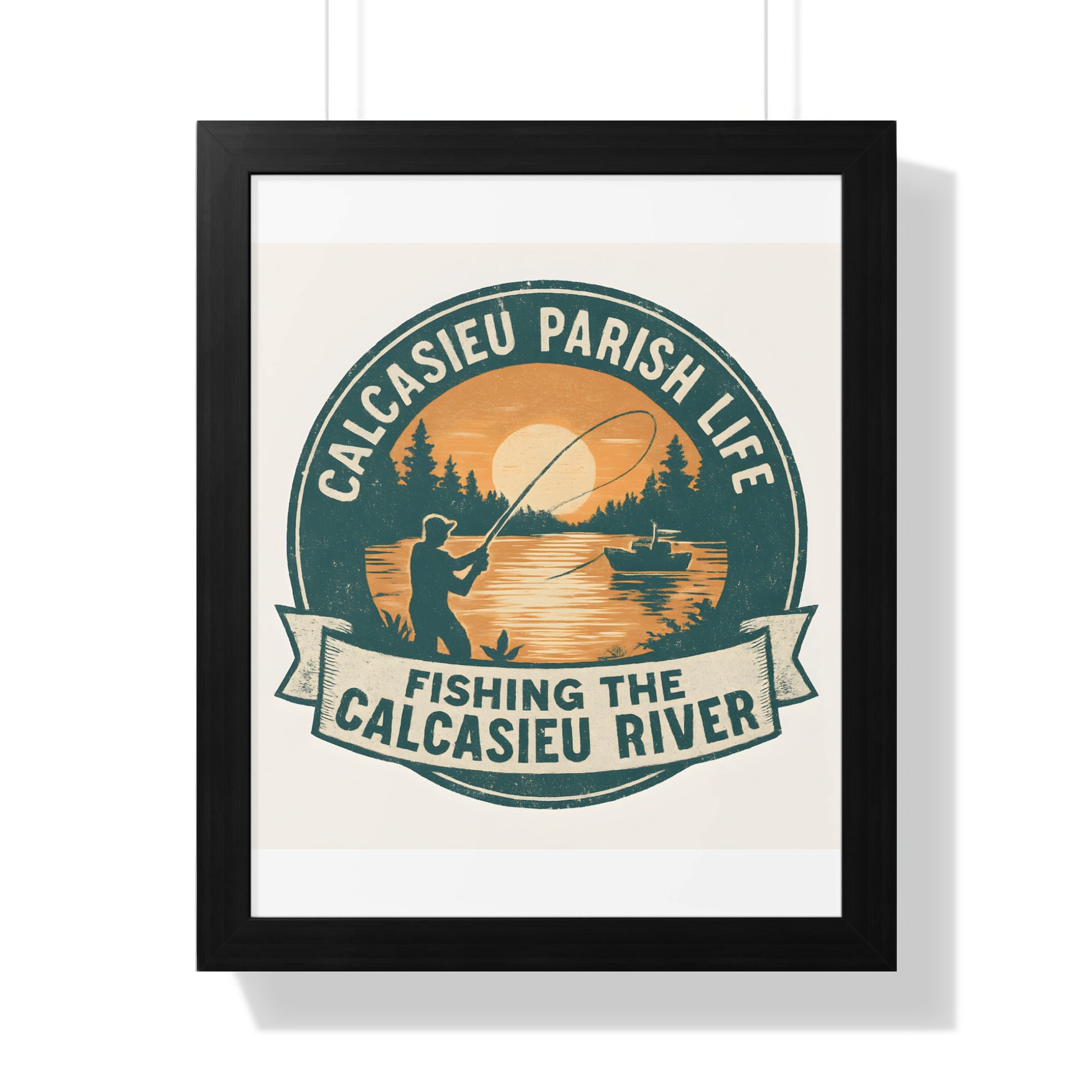 Calcasieu River Fishing Poster, Vintage Style Angler Artwork, Rustic Cabin Decor, Outdoor Enthusiast Gift Idea