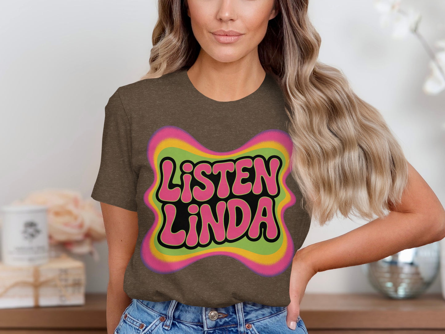 Listen Linda Graphic T-Shirt Vibrant Retro Fashion product type