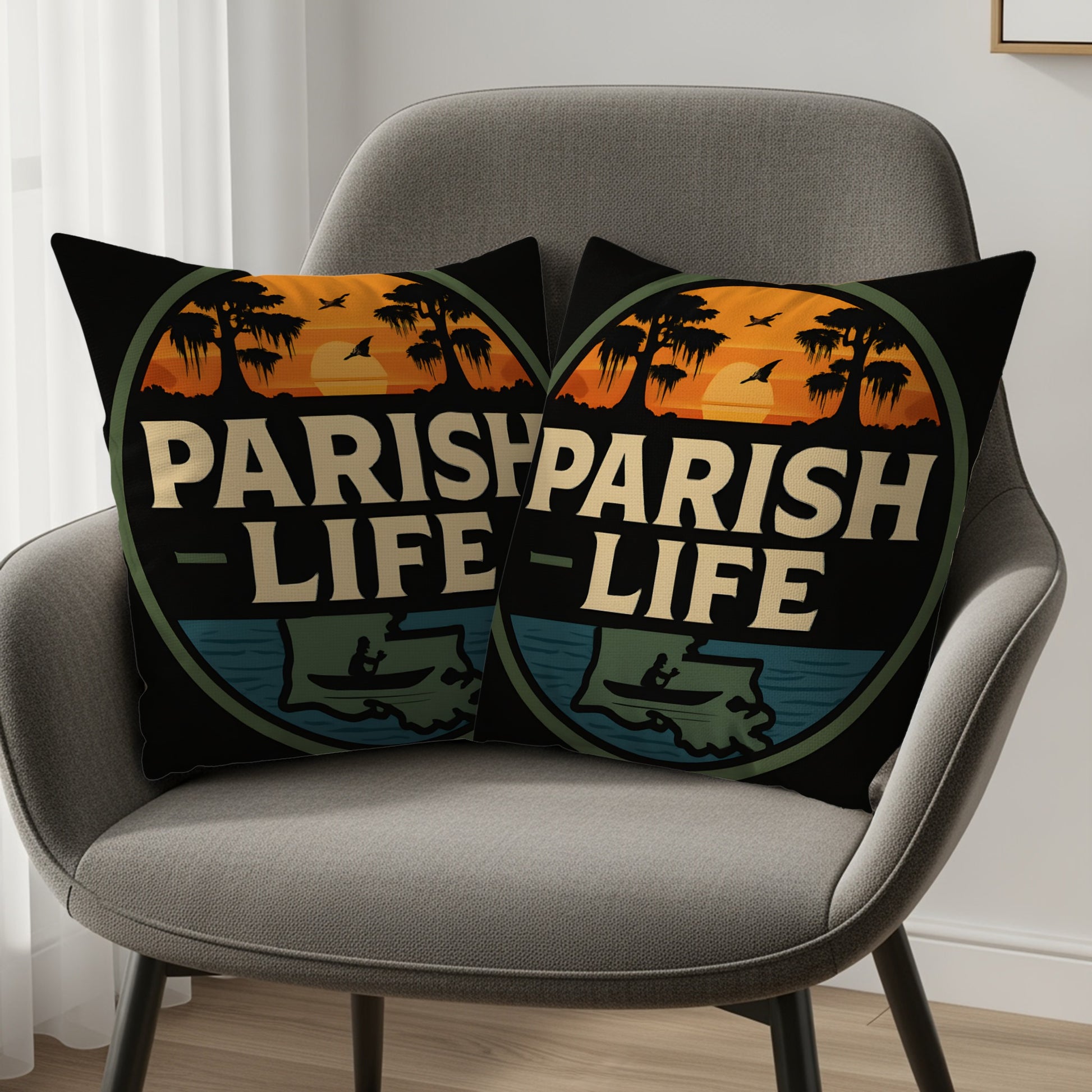 Parish Life Sunset Scene Decorative Pillow product type