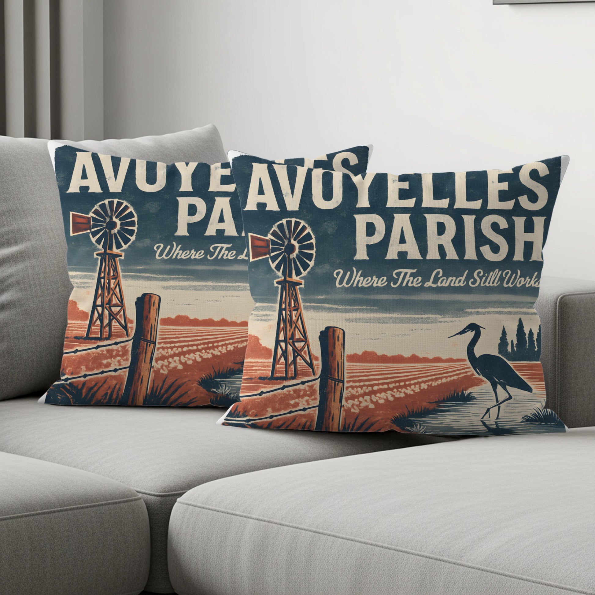 Avoyelles Parish Throw Pillow Where the Land Still Works product type