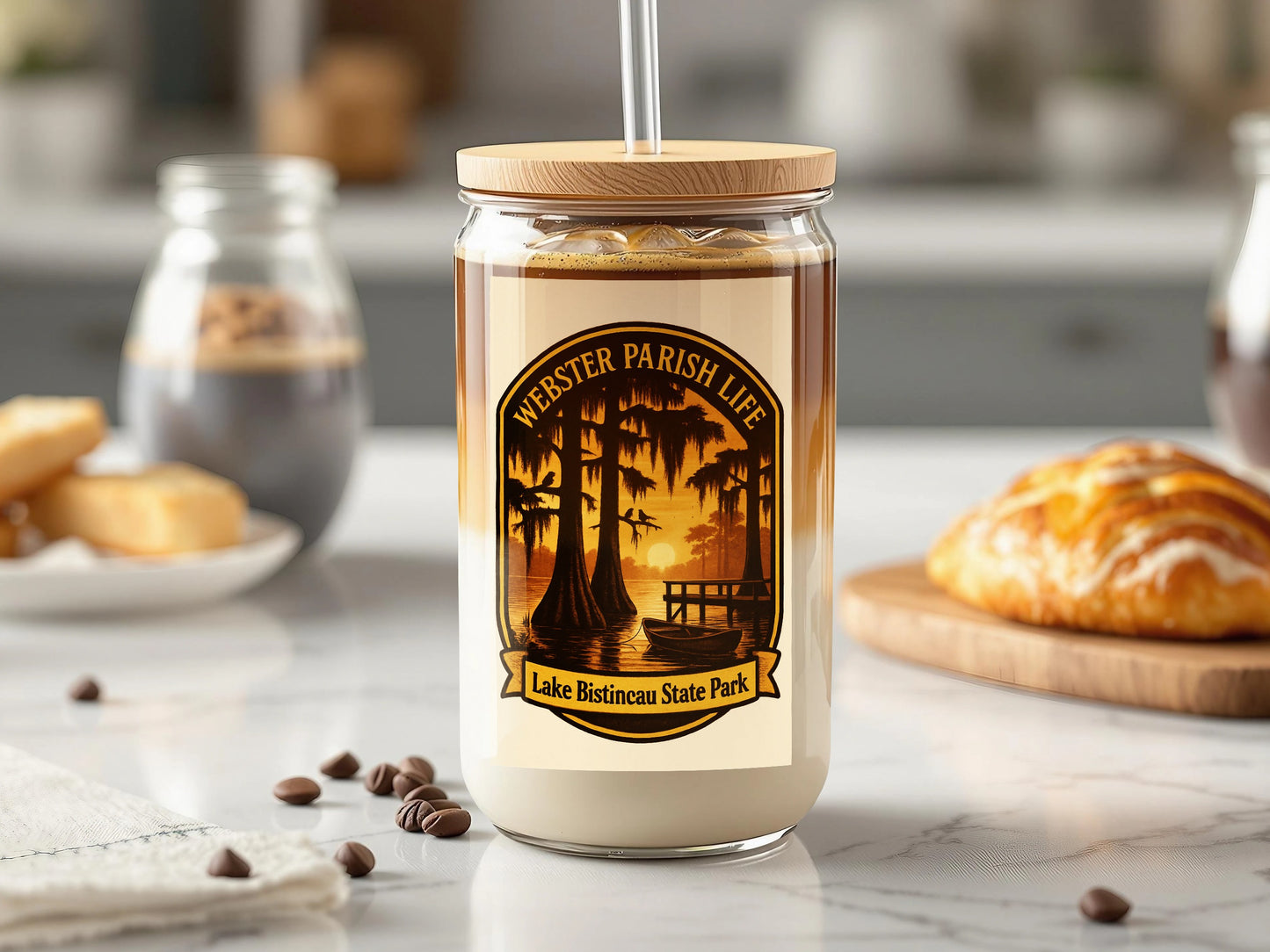 Vintage-Inspired Lake Bistineau State Park Candle, Webster Parish Life, Aromatic Jar Candle with Wood Lid