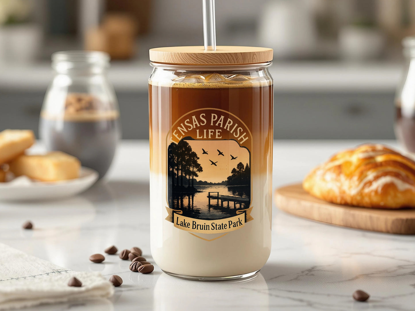 Custom Lake Bruin State Park Candle, Tensas Parish Life Soy Wax, Scented Jar Candle with Wooden Lid, Unique Home Decor Gift