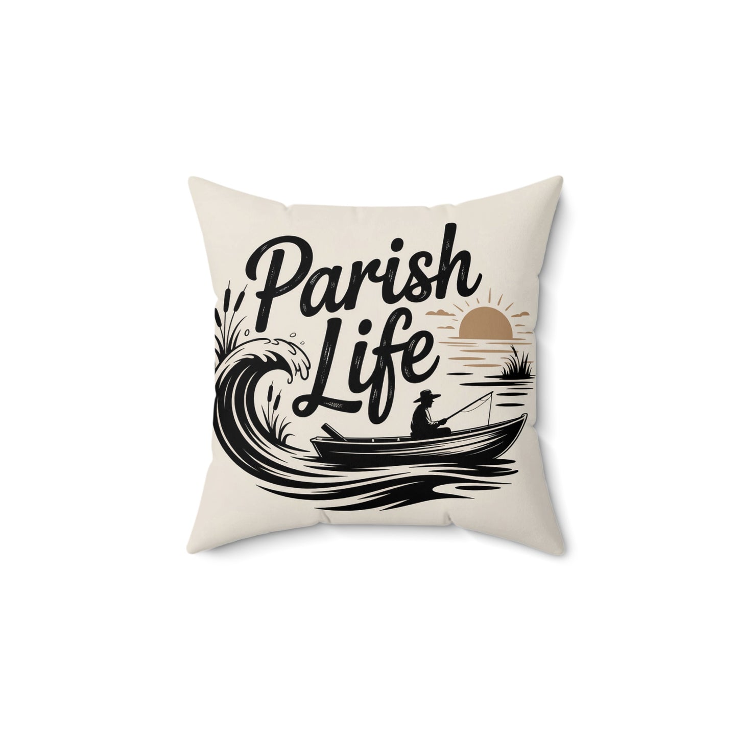 Parish Life Fishing Boat Design Throw Pillow product type