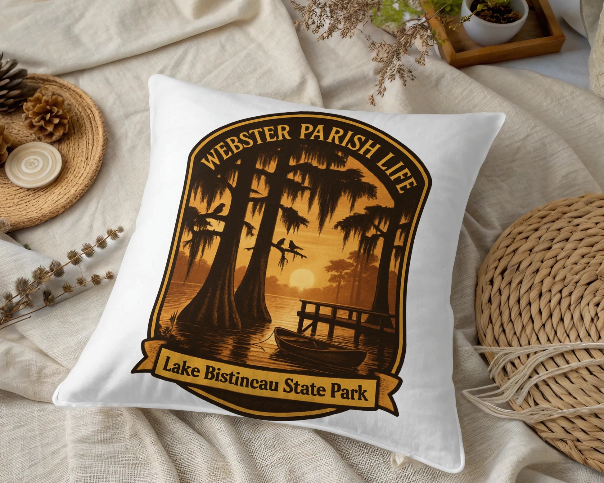Webster Parish Life Lake Bistineau State Park Sunset Scenic Pillow Cover Decor