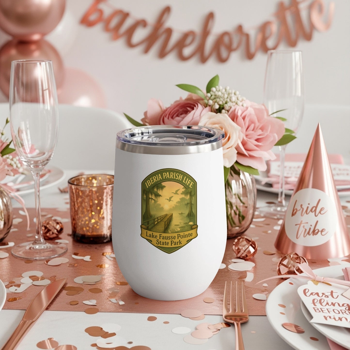 Custom Bachelorette Party Tumbler, Stainless Steel Insulated Cup, Personalized Bridal Shower Gift, Floral Decor