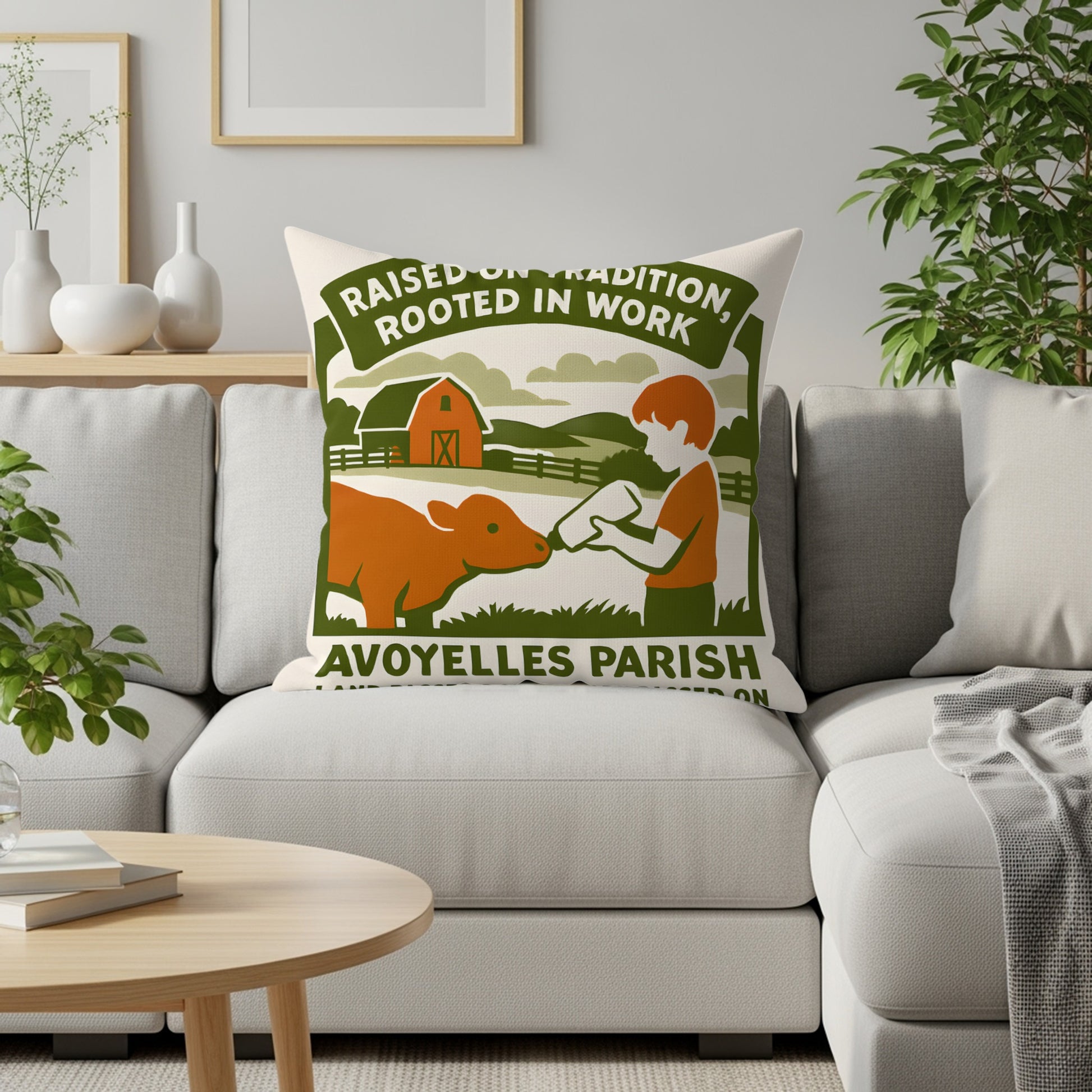 Raised on Tradition Rooted in Work Pillow product