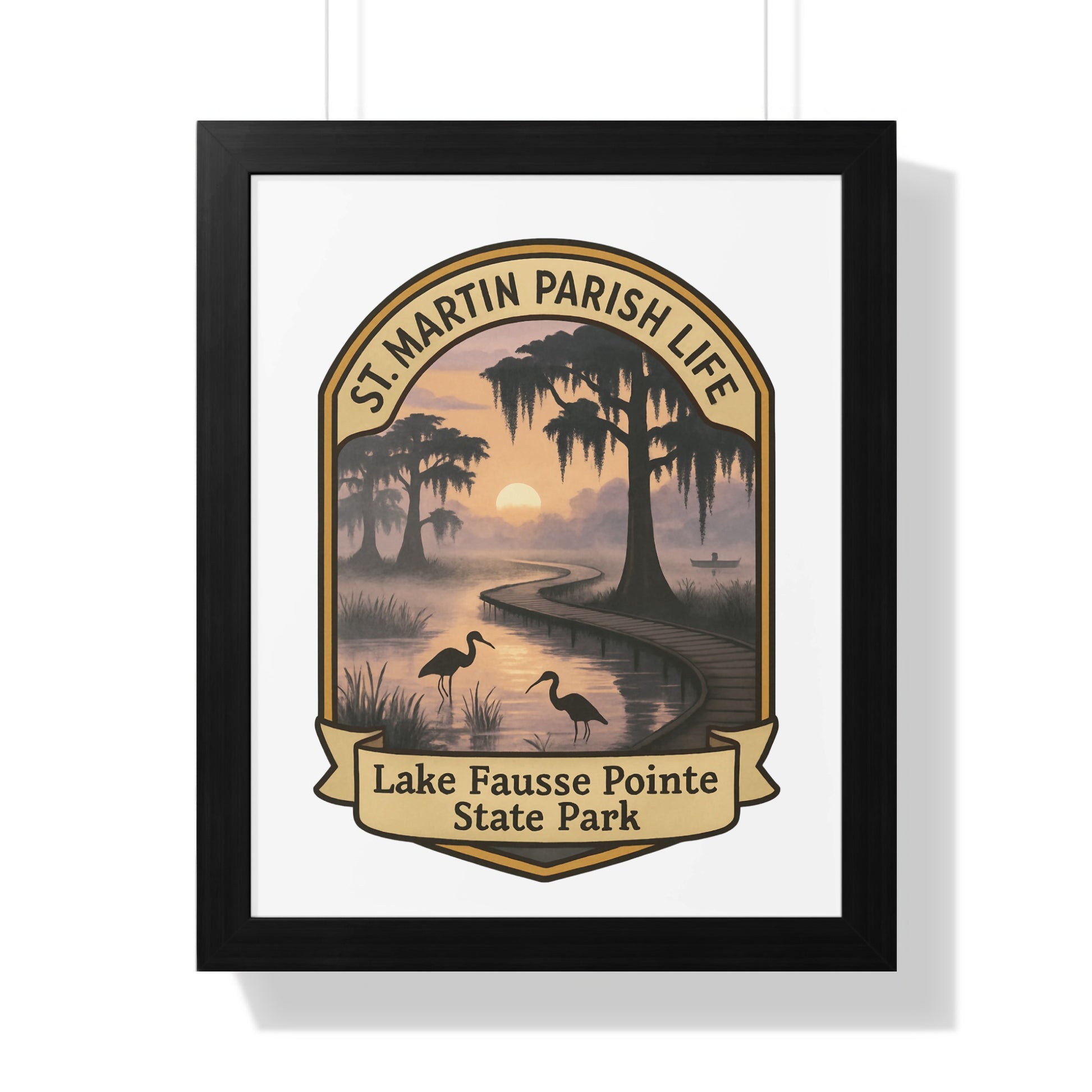 Vintage Lake Fausse Pointe State Park Poster, St. Martin Parish Sunset Scenery Art Print, Nature Wall Decor