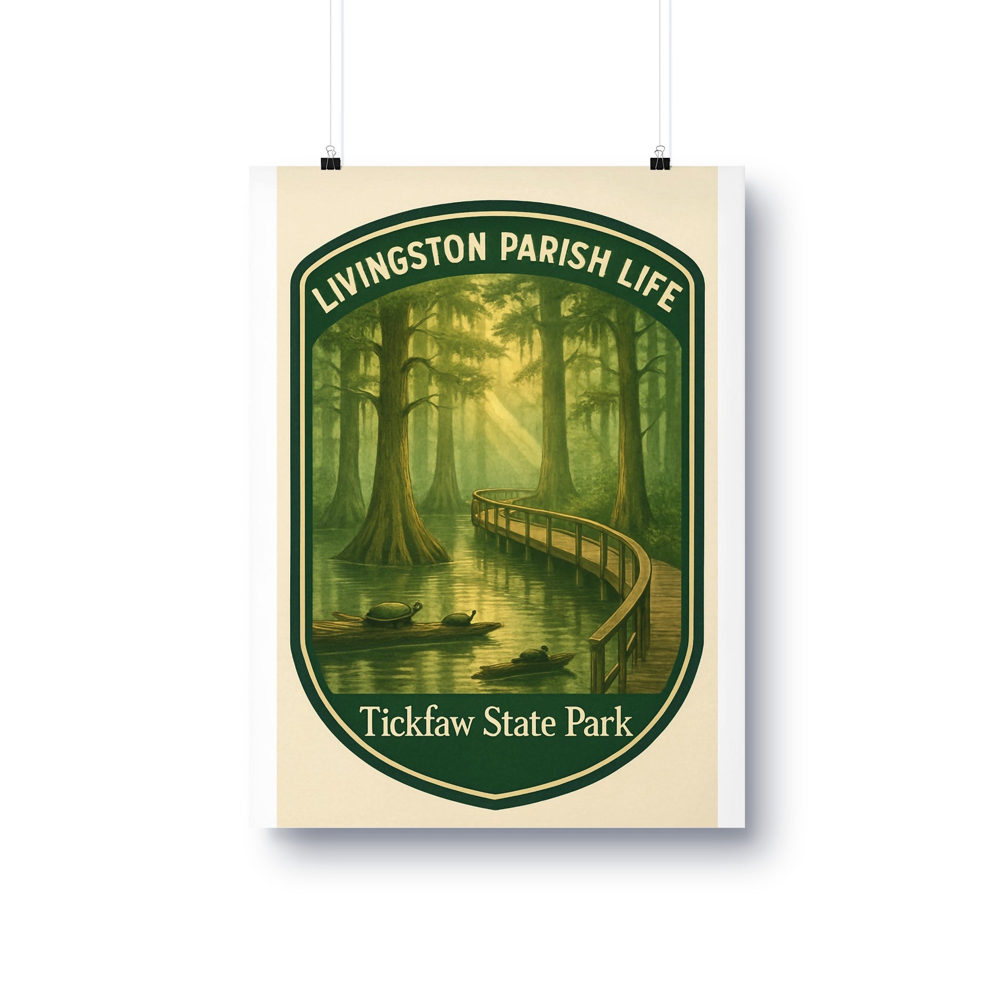 Livingston Parish Life Tickfaw State Park Poster, Vintage Style Wall Art, Swamp Scenery Decor, Louisiana Nature Print