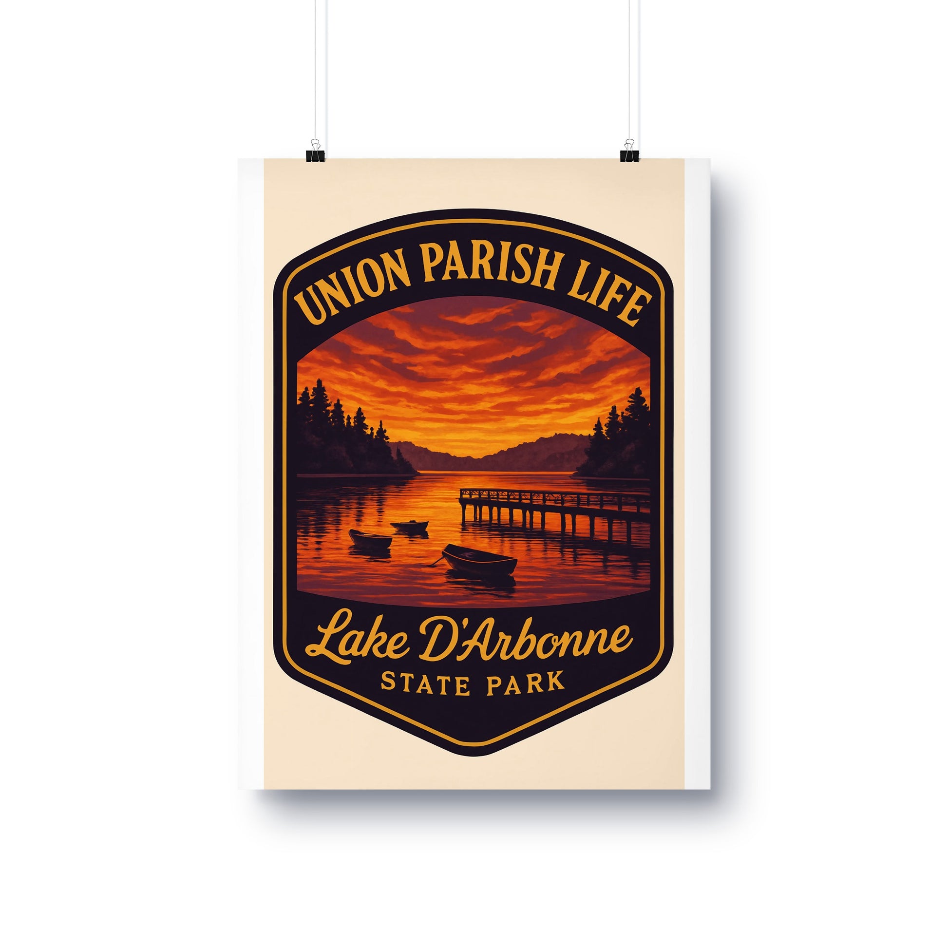 Union Parish Life Lake D'Arbonne State Park Poster, Vibrant Sunset Lake View Wall Art, Nature Inspired Home Decor