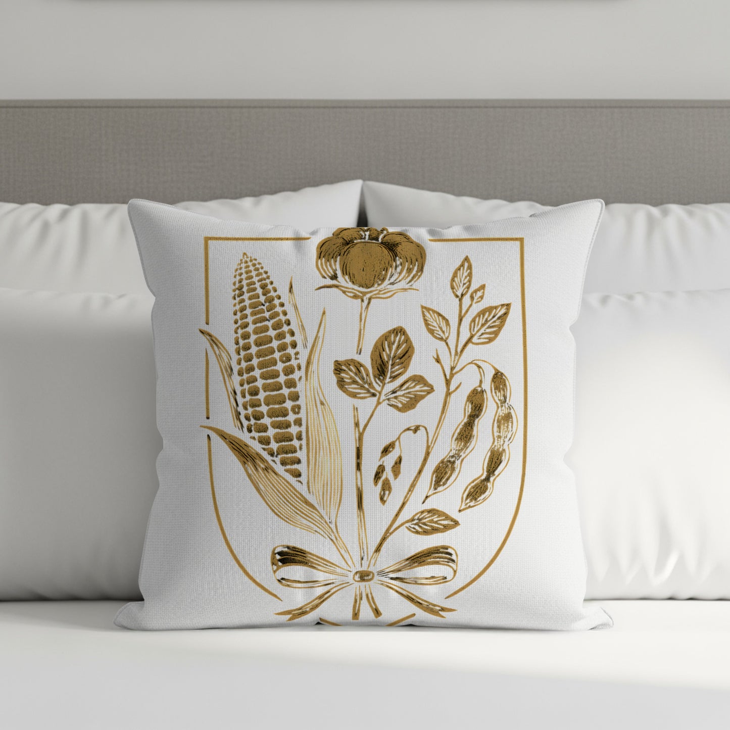 Elegant Gold Embossed Floral Design Throw Pillow product