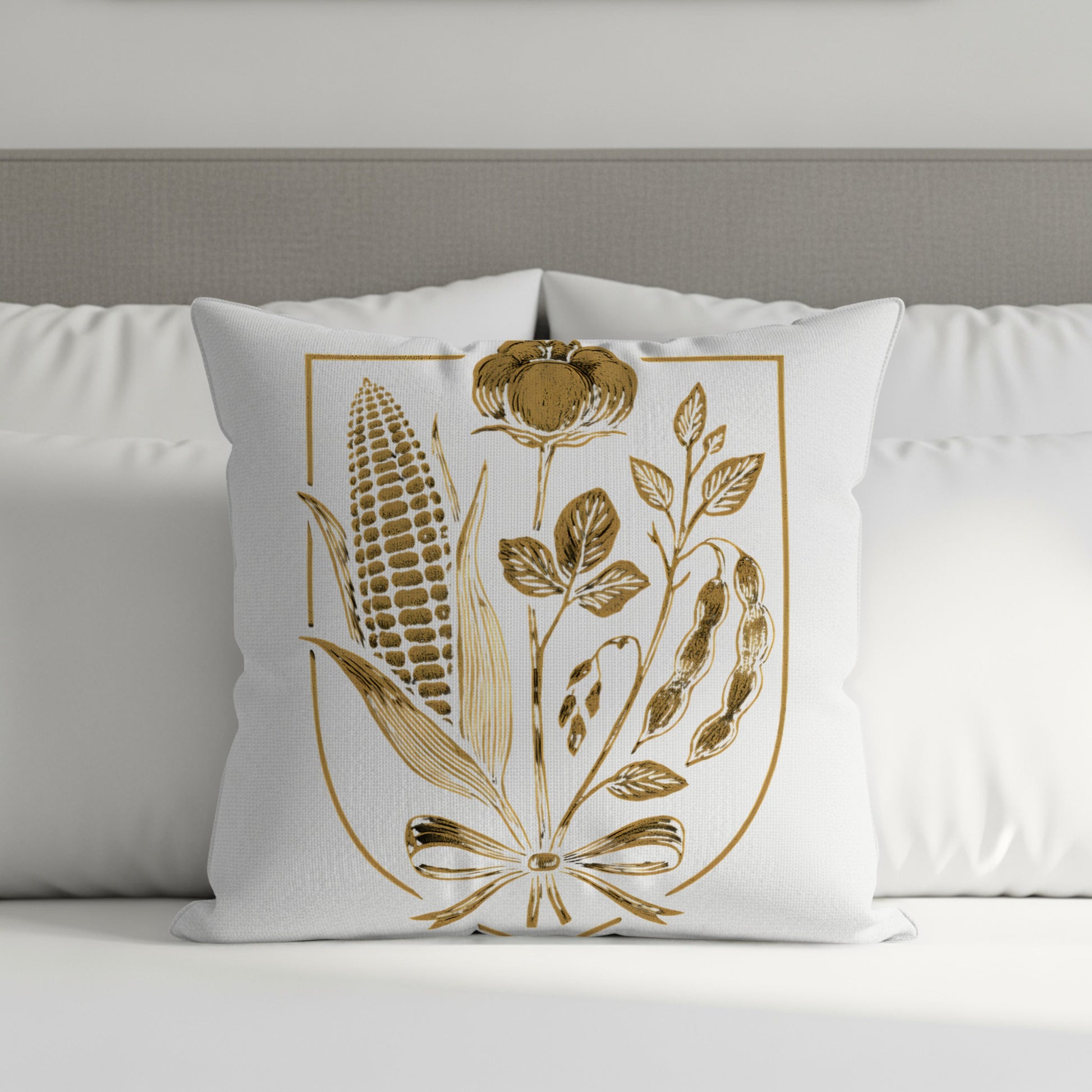 Elegant Gold Embossed Floral Design Throw Pillow product