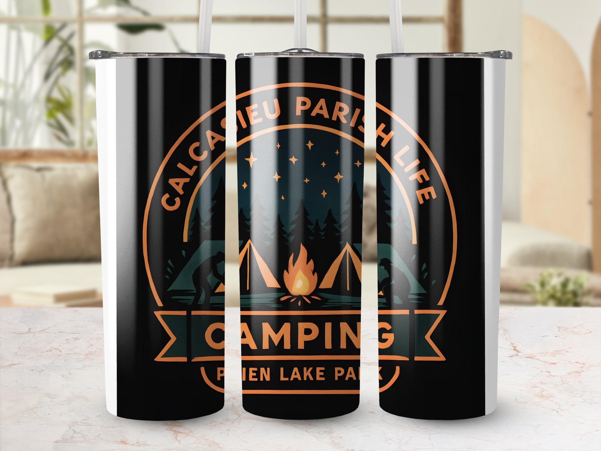 Insulated Camping Tumblers, Calcasieu Parish Wildlife Graphic, Raven Lake Park, Stainless Steel, Outdoor Drinkware Set
