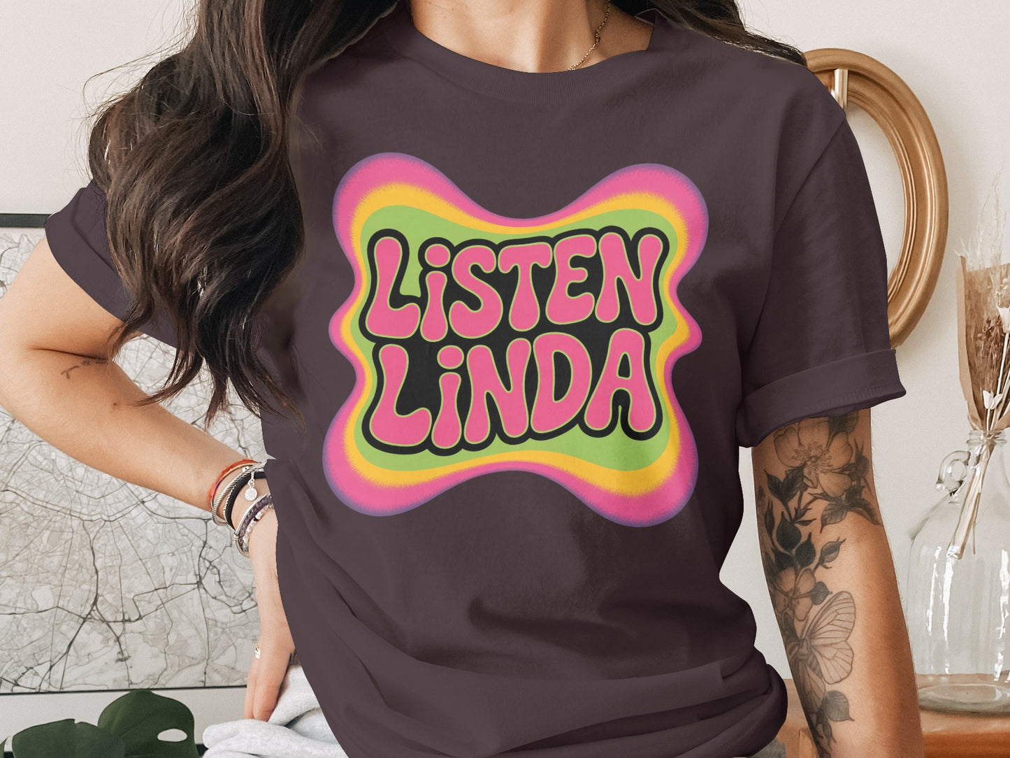 Colorful Listen Linda Graphic T-Shirt product