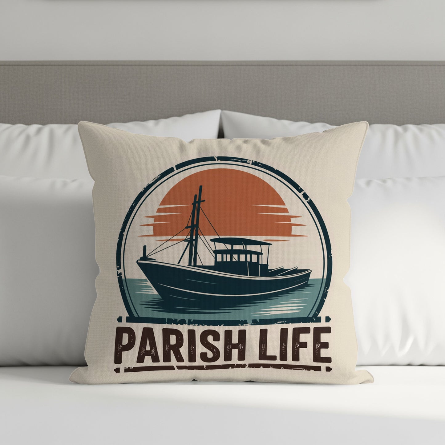 Parish Life Decor with Boat Design Pillow product type