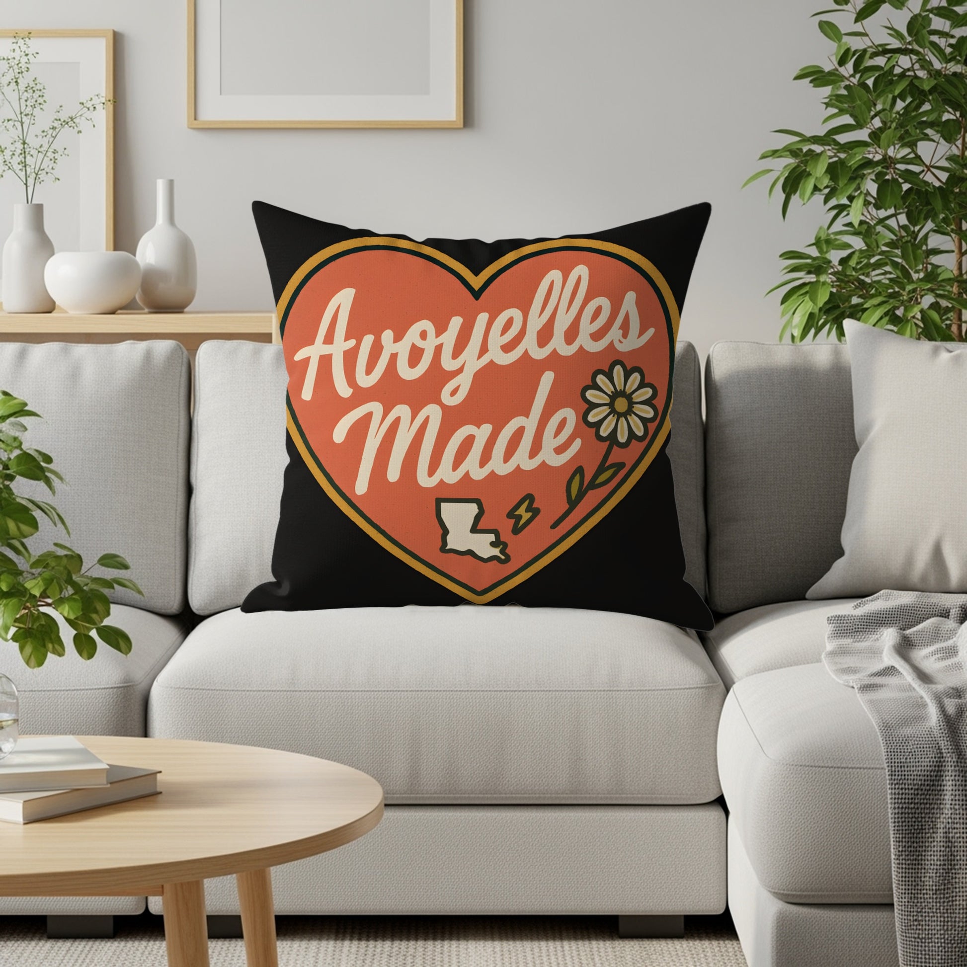 Avoyelles Made Orange Heart Design Pillow product