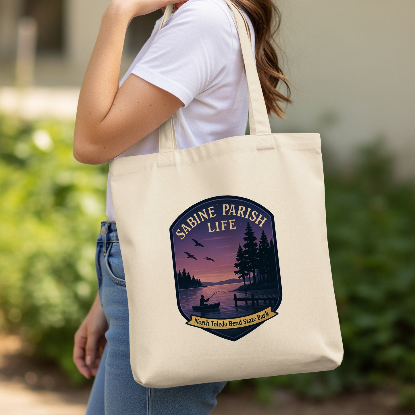 Sabine Parish Life Tote Bag, North Toledo Bend State Park, Canvas Shopper, Eco-Friendly Carryall, Durable Grocery Bag