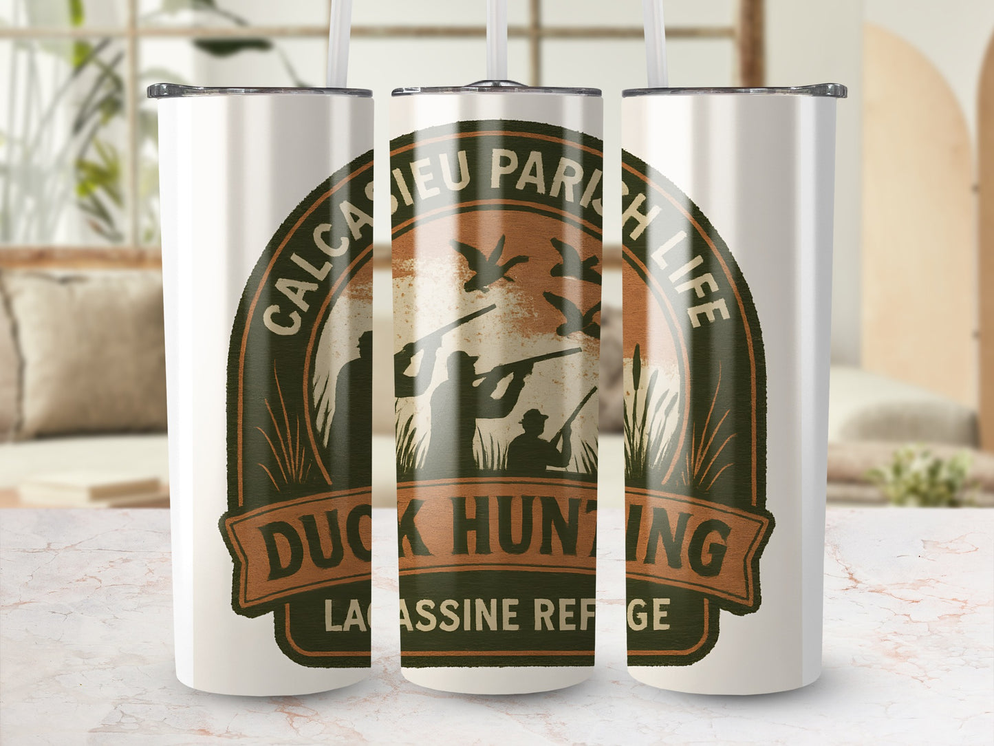 Duck Hunting Vintage Tumbler, Stainless Steel Insulated Cup, Calcasieu Parish Wildlife Design, Hunting Gift Idea for Outdoorsmen