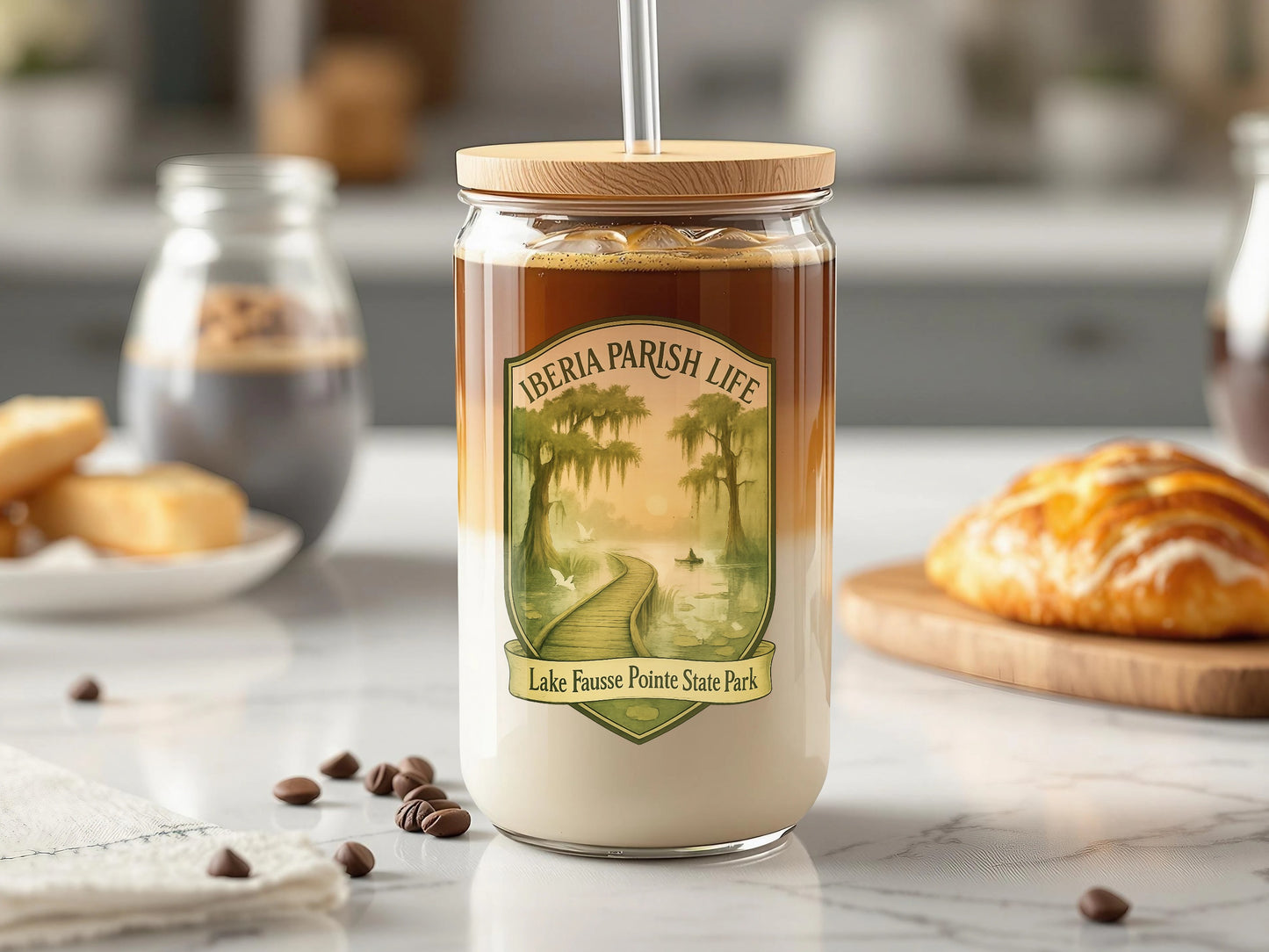 Vintage-Inspired Iberia Parish Life Jar, Faux Honey Jar Decor, Rustic Kitchen Display, Lake Fausse Pointe State Park Memorabilia