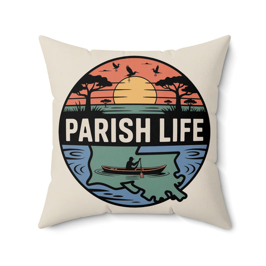 Parish Life Sunset Scene Boat and Birds Pillow product